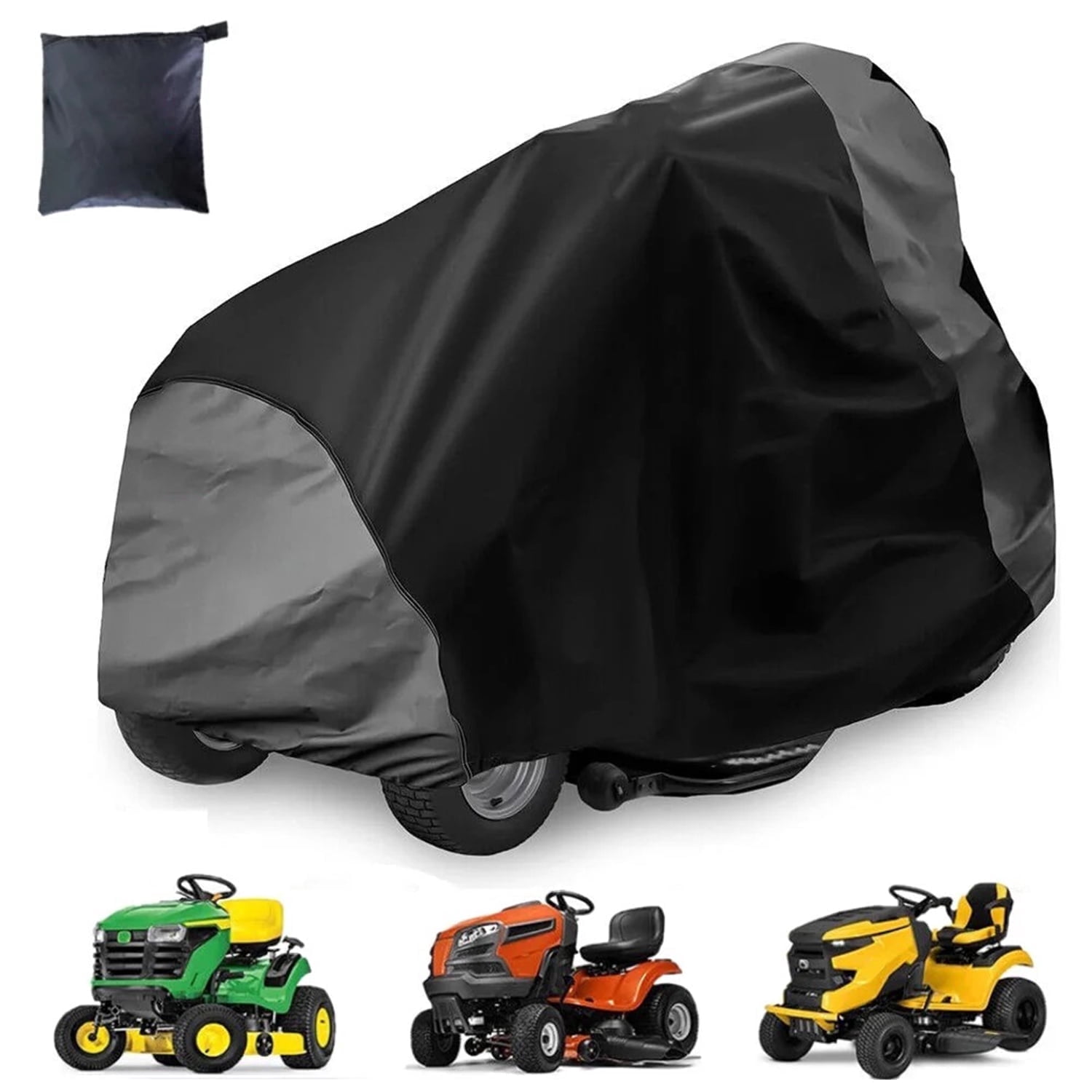 HOMEYA Riding Lawn Mower Cover, Heavy-Duty 600D Waterproof Tractor Protection with Drawstring (Black, 72 in x 54 in x 46 in) sl03o