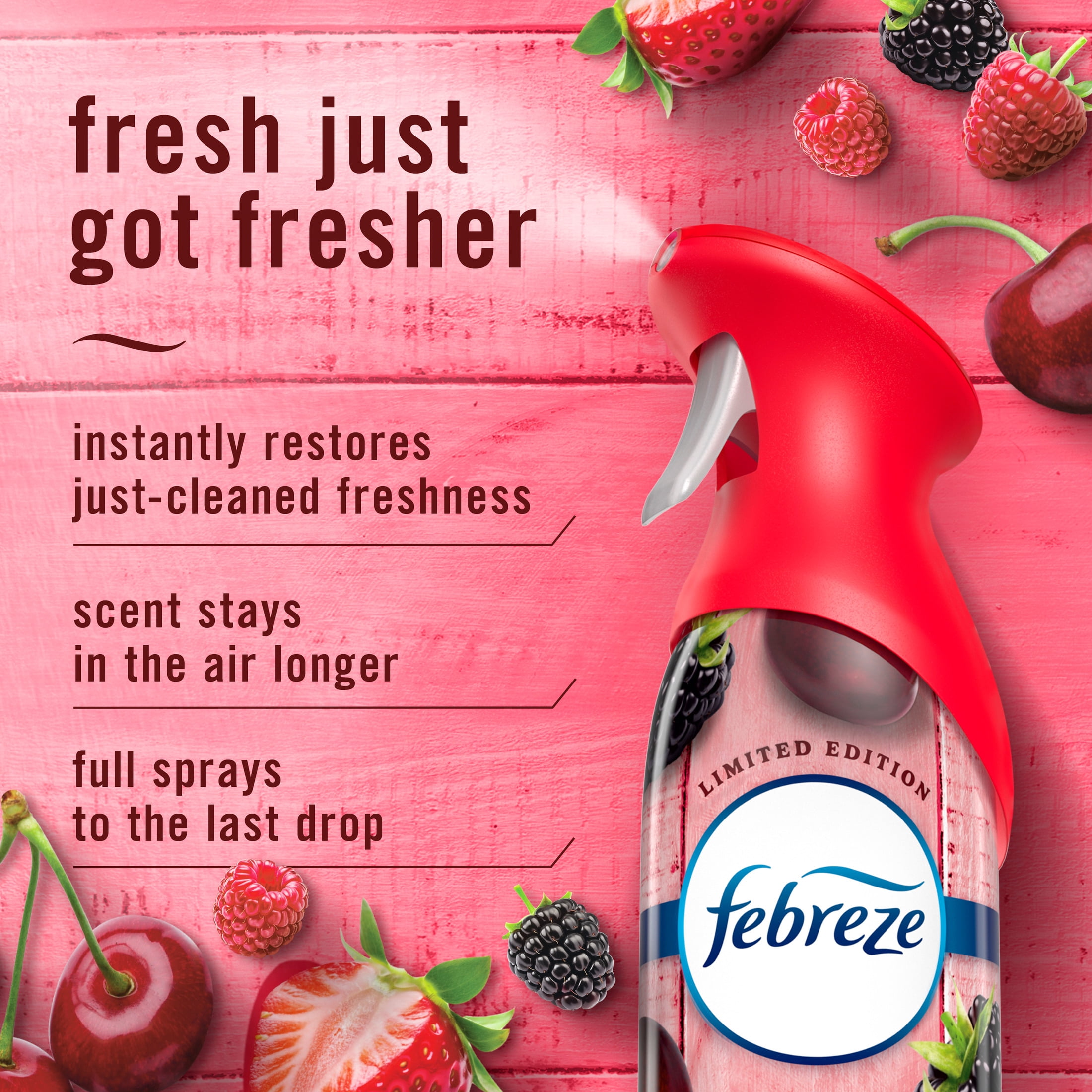Febreze Air Mist Air Freshener Spray, Cherries & Berries Scent, Odor Eliminator (Cherries & Berries, 16.2 oz, 2 Pack) nve1x