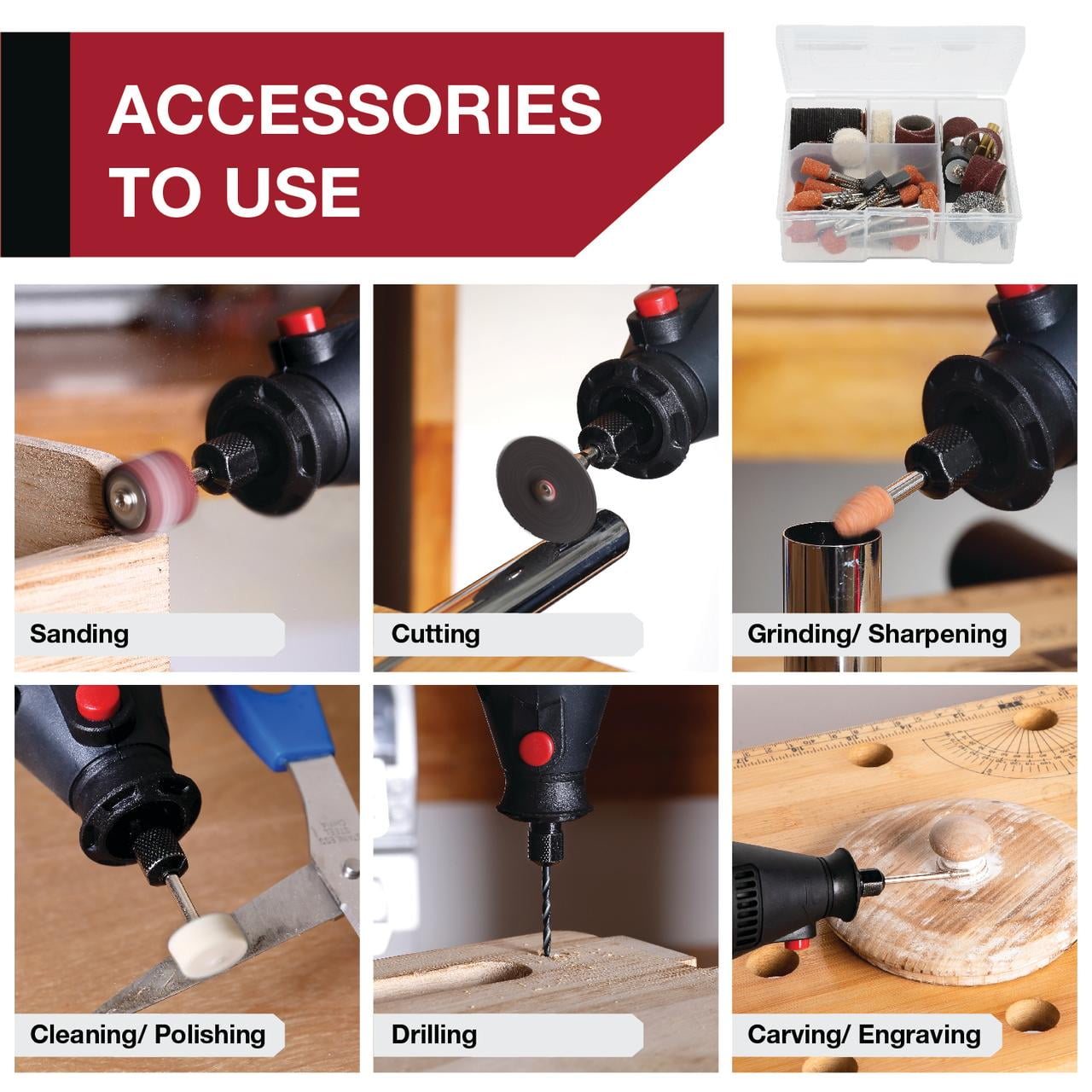Hyper Tough Corded Rotary Tool Kit with 105 Accessories (Variable Speed, 6 ft Cord) pzg7n