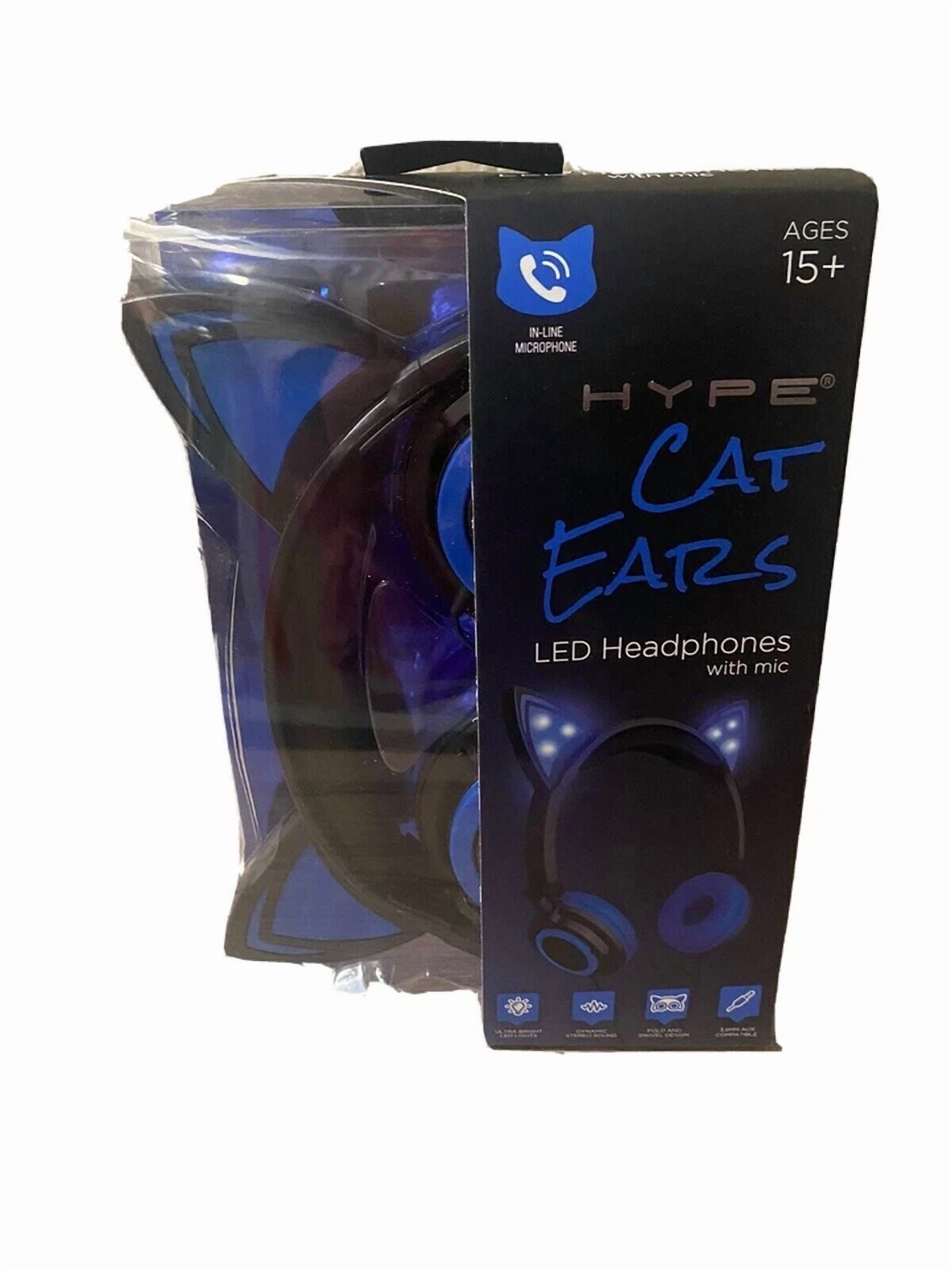 Rhea Hype Cat Ear LED Gaming Headphones with In-Line Microphone (Blue, One Size) 3e9oc