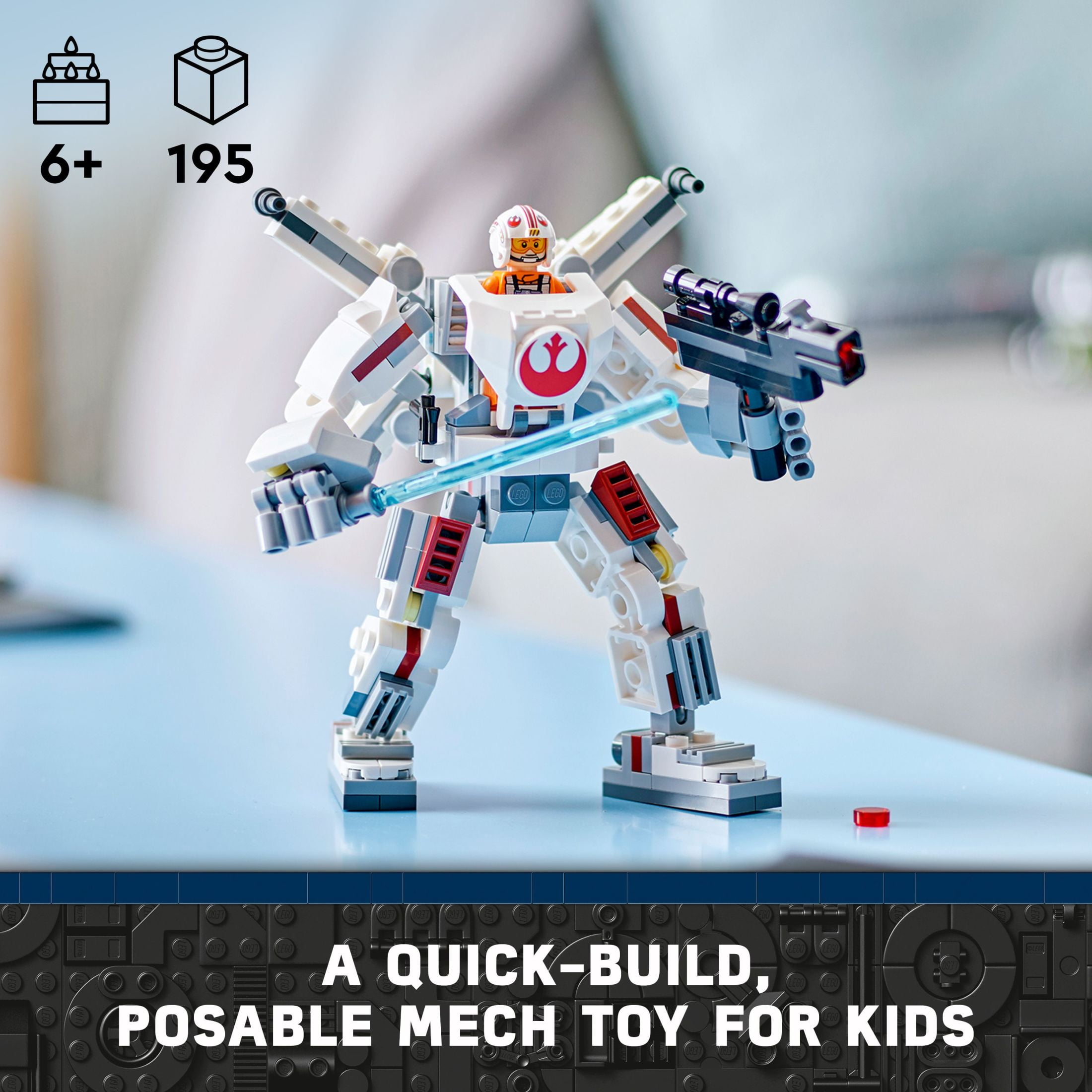 LEGO Star Wars Luke Skywalker X-Wing Mech Building Set, Posable Action Figure Toy (75390) prato