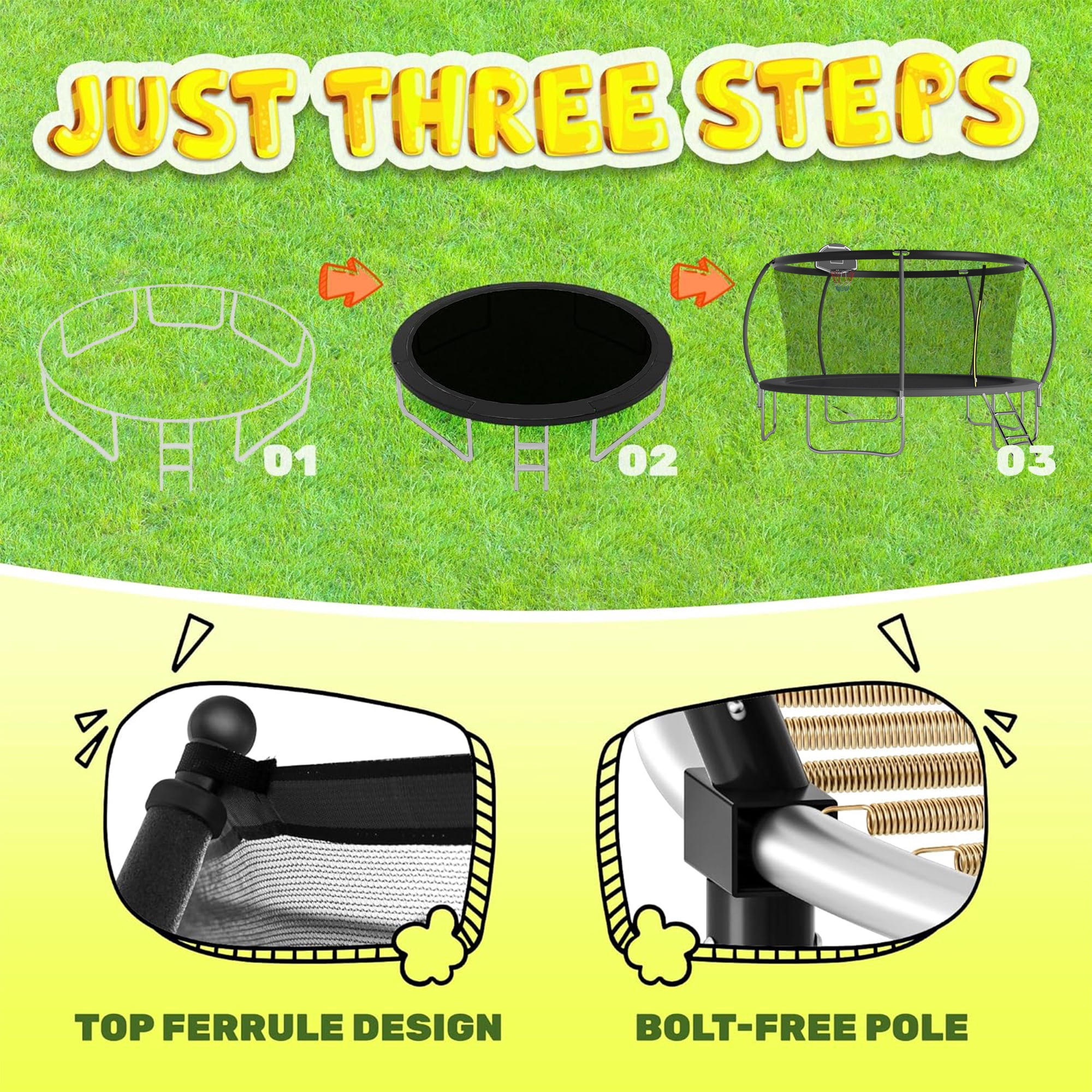 Shengchao Trade 14ft Trampoline with Safety Enclosure Net and Basketball Hoop (Black, 14 ft) akja5