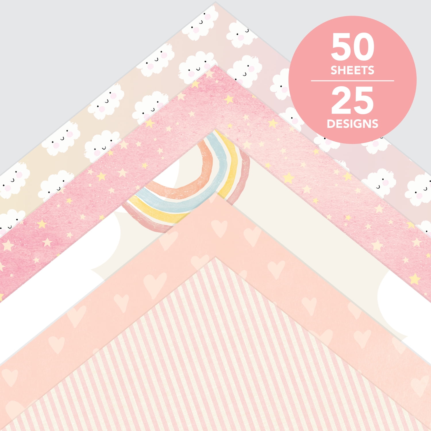 Roobee by Mara Mi Baby Girl Scrapbook Paper Decorative Cardstock for DIY Crafts and Invitations (Multi-Color, 12 in x 12 in, 50 Sheets) r5bg1