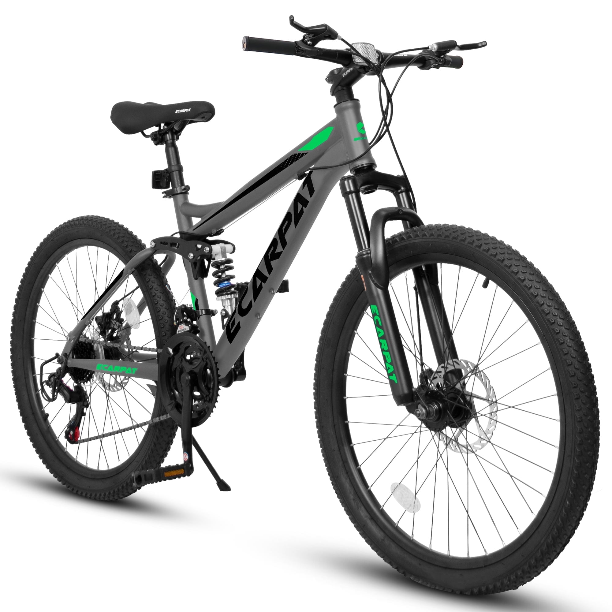 Juuar 26 in Mountain Bike, 21-Speed Full Suspension MTB with Dual Disc Brakes (Gray, 26 in) la065