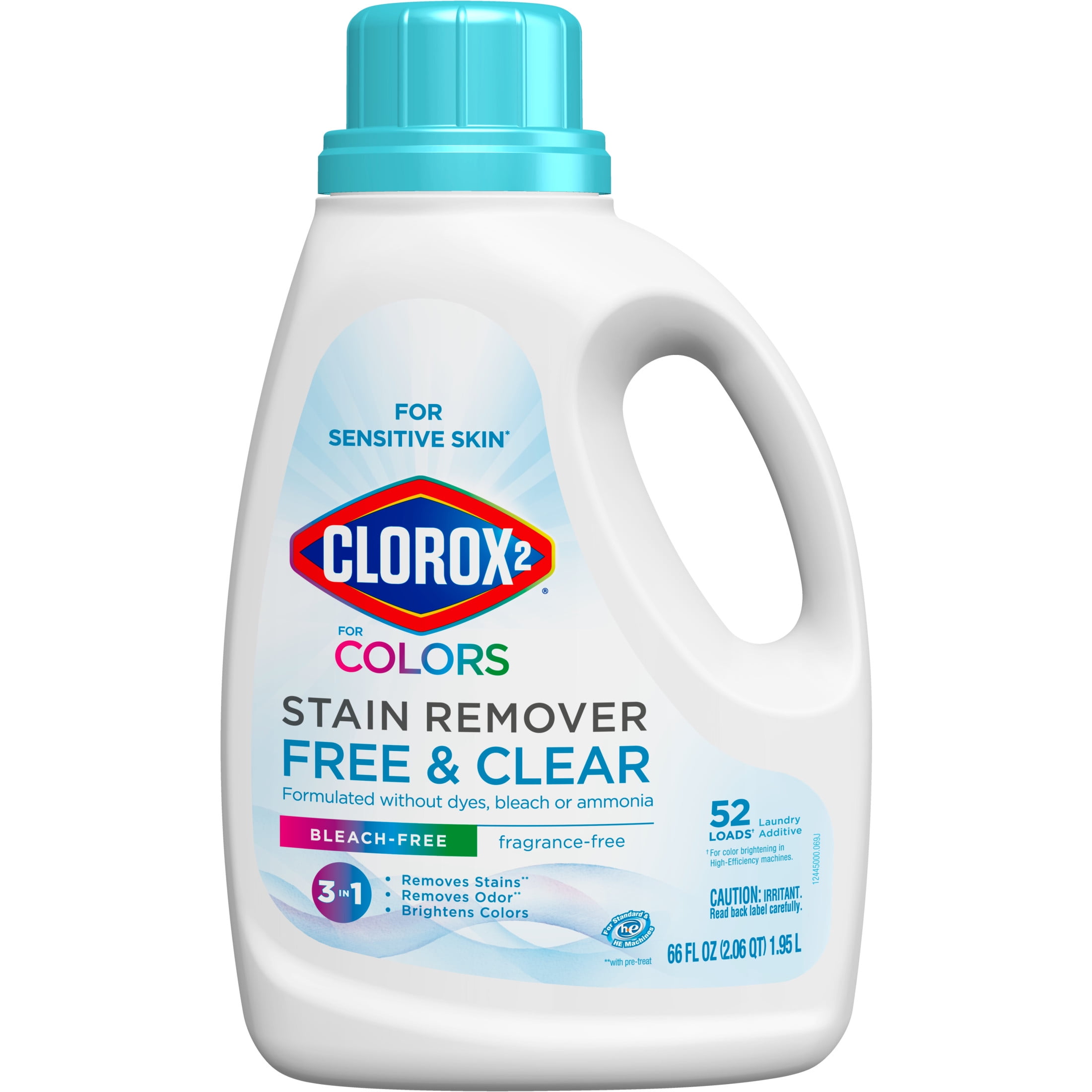 Clorox 2 Stain Remover and Laundry Additive, Free and Clear, Bleach Free (Clear, 66 fl oz) 4kpvc