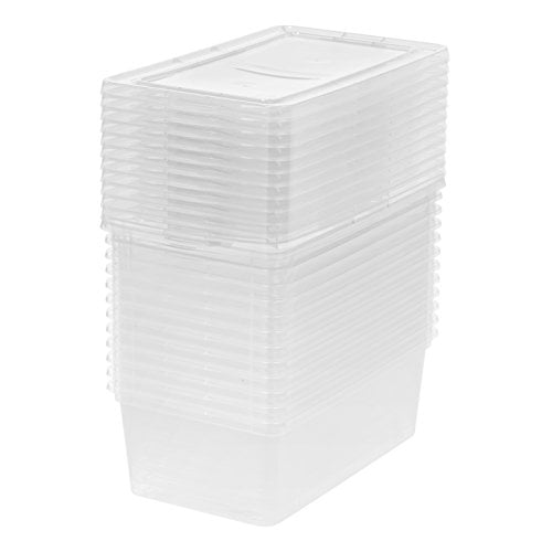 IRIS USA Plastic Storage Bin Tote Organizing Container with Latching Lid (Clear, 6 qt, 12 Pack) 5exk1