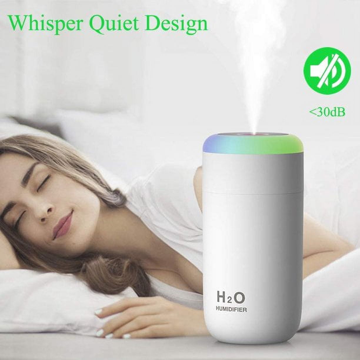 Ozmatip Portable Mini Humidifier, Quiet Cool Mist Desktop Humidifier for Bedroom and Office (White, 16.91 fl oz) enr0w