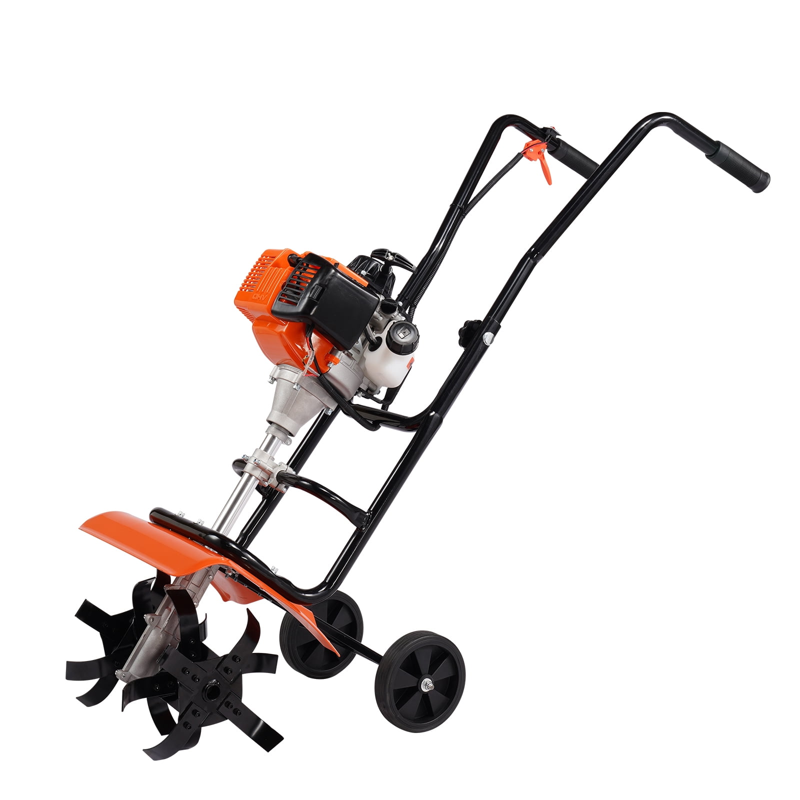 KFFKFF 31CC 4-Stroke Gas Garden Tiller, Adjustable 4-Tine Cultivator for Lawn and Soil (13.38 in Width) wqeep