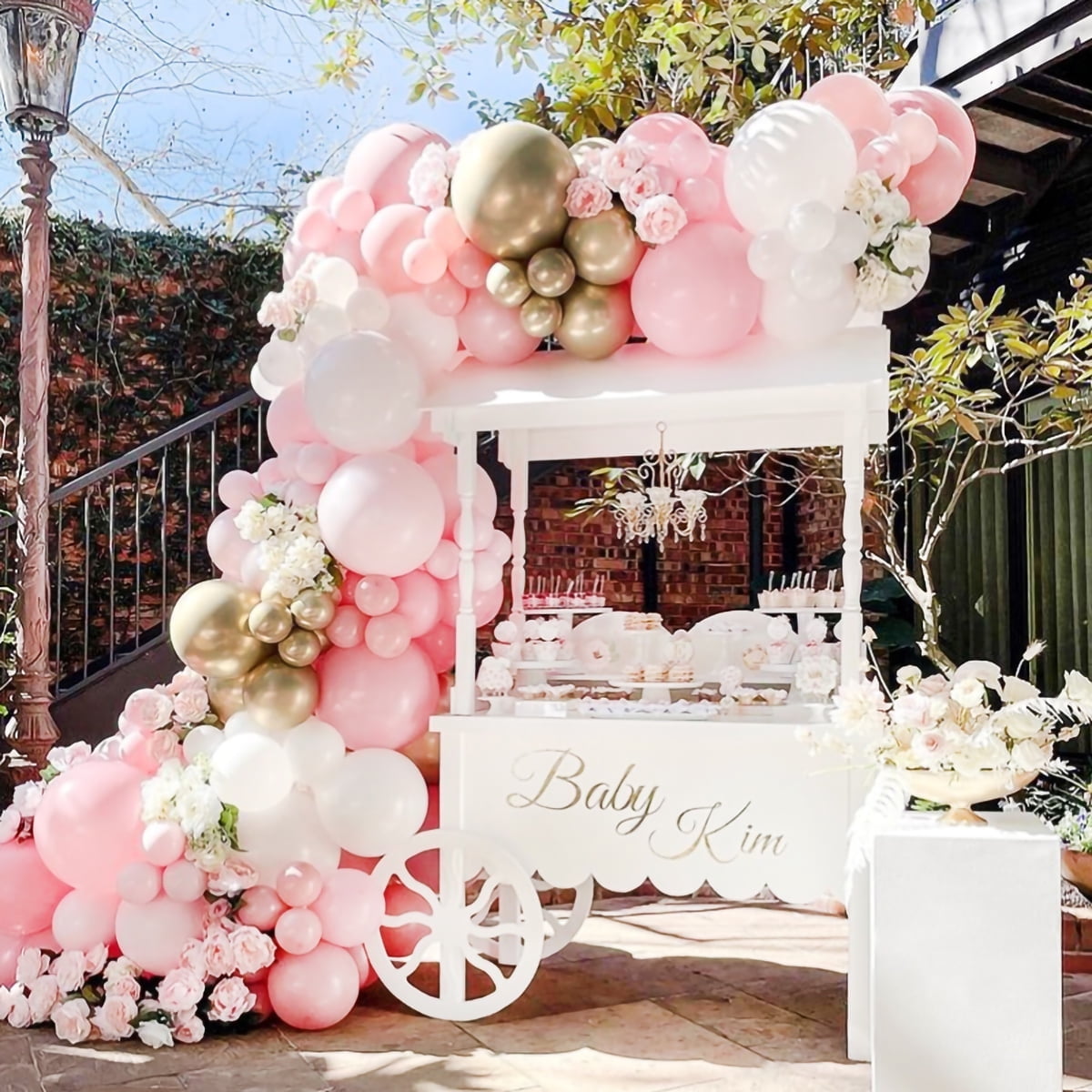 Beyondtrade 135pcs Latex Balloon Garland Arch Kit for Party Backdrop Decoration (Pink, White, Gold, 135-Piece Set) 5n1bo