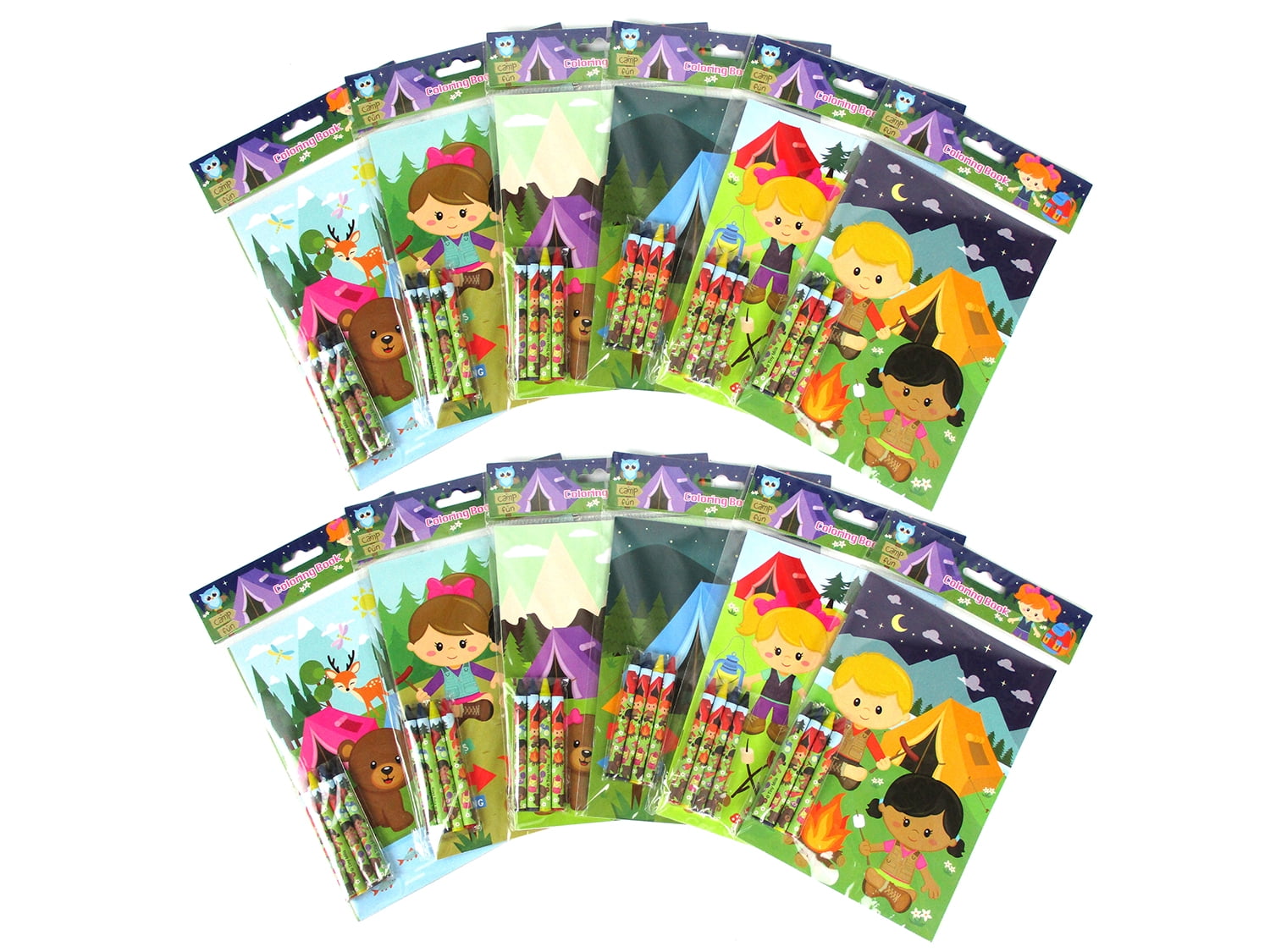 Tinymills Camping Coloring Book Party Favors Set (12 Pack, 9 in x 7 in) bqqvt
