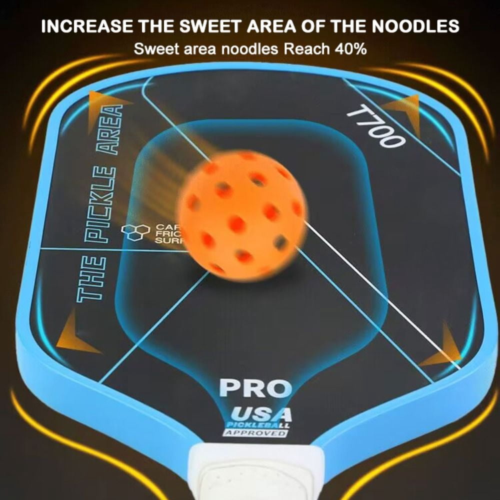 T700 Pickleball Paddle Carbon Fiber Professional Racket with Textured Surface (Black, 16.34 in x 7.48 in) l123p