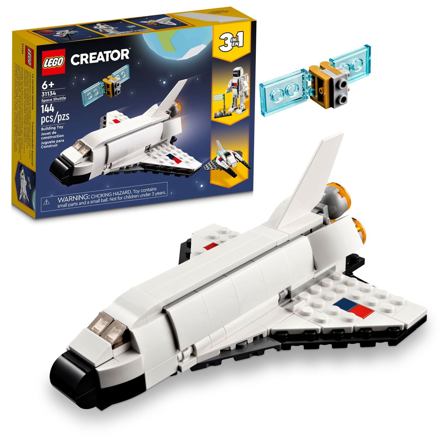 LEGO Creator 3-in-1 Space Shuttle Building Set, Creative STEM Toy for Kids, 3-in-1 Model Kit (144 Pieces) 2toc8