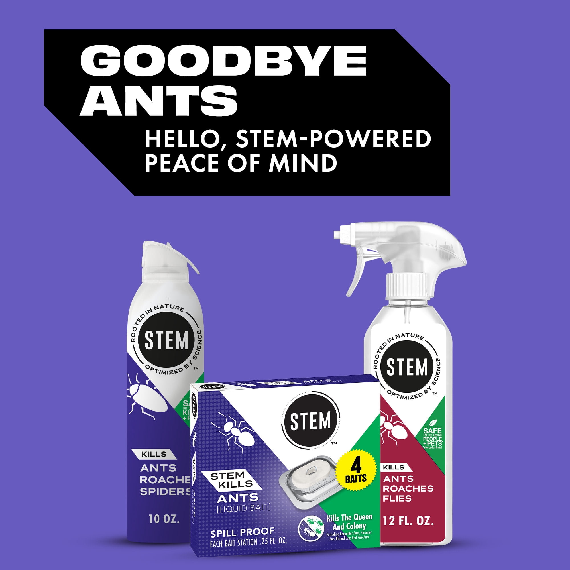 Stem Liquid Ant Killer Bait Stations (Spill-Proof, 4 Count) 61o4f
