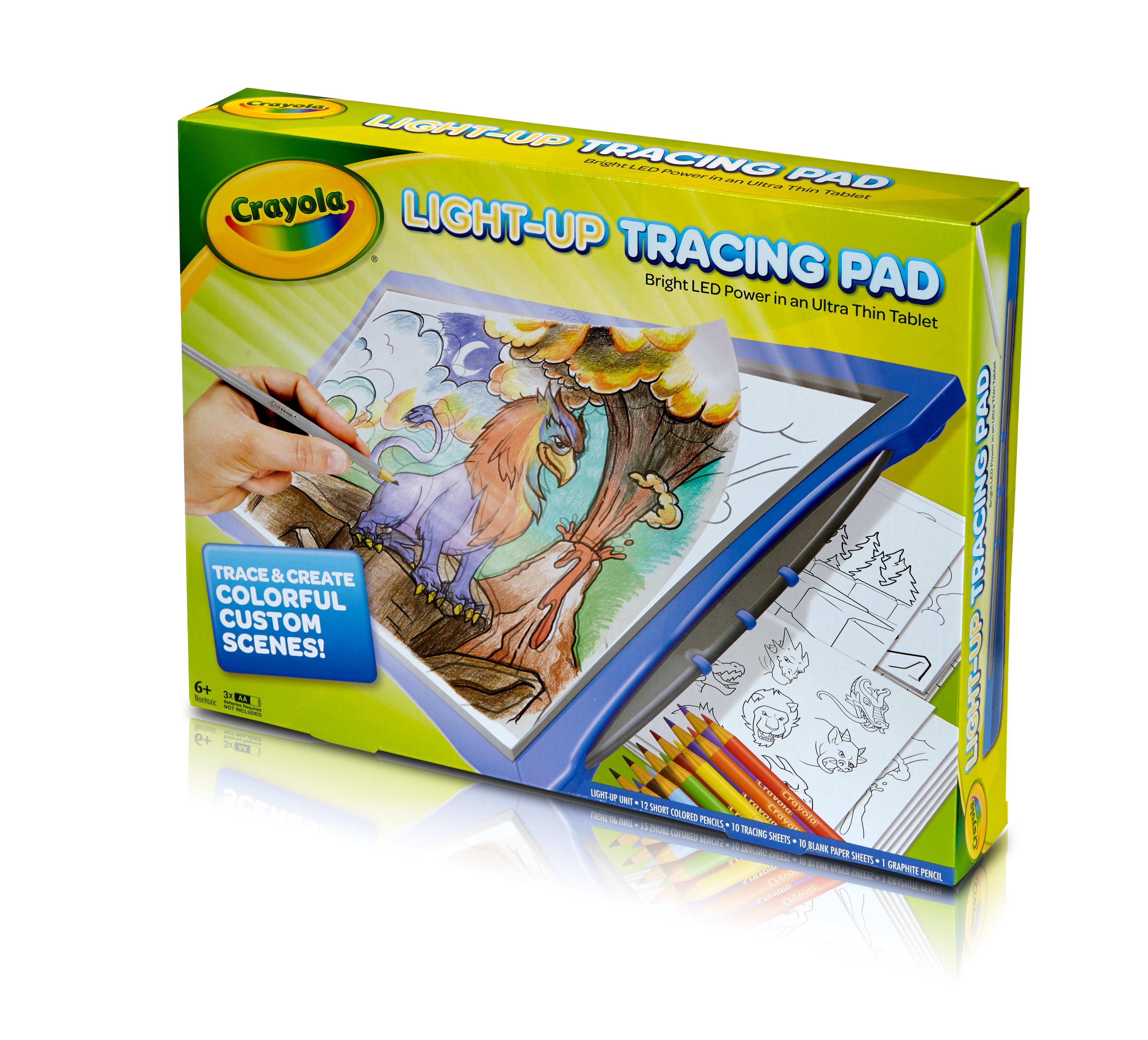 Crayola Light-Up Tracing Pad Drawing Tablet with Colored Pencils (Blue, 1 Set) gy3u6