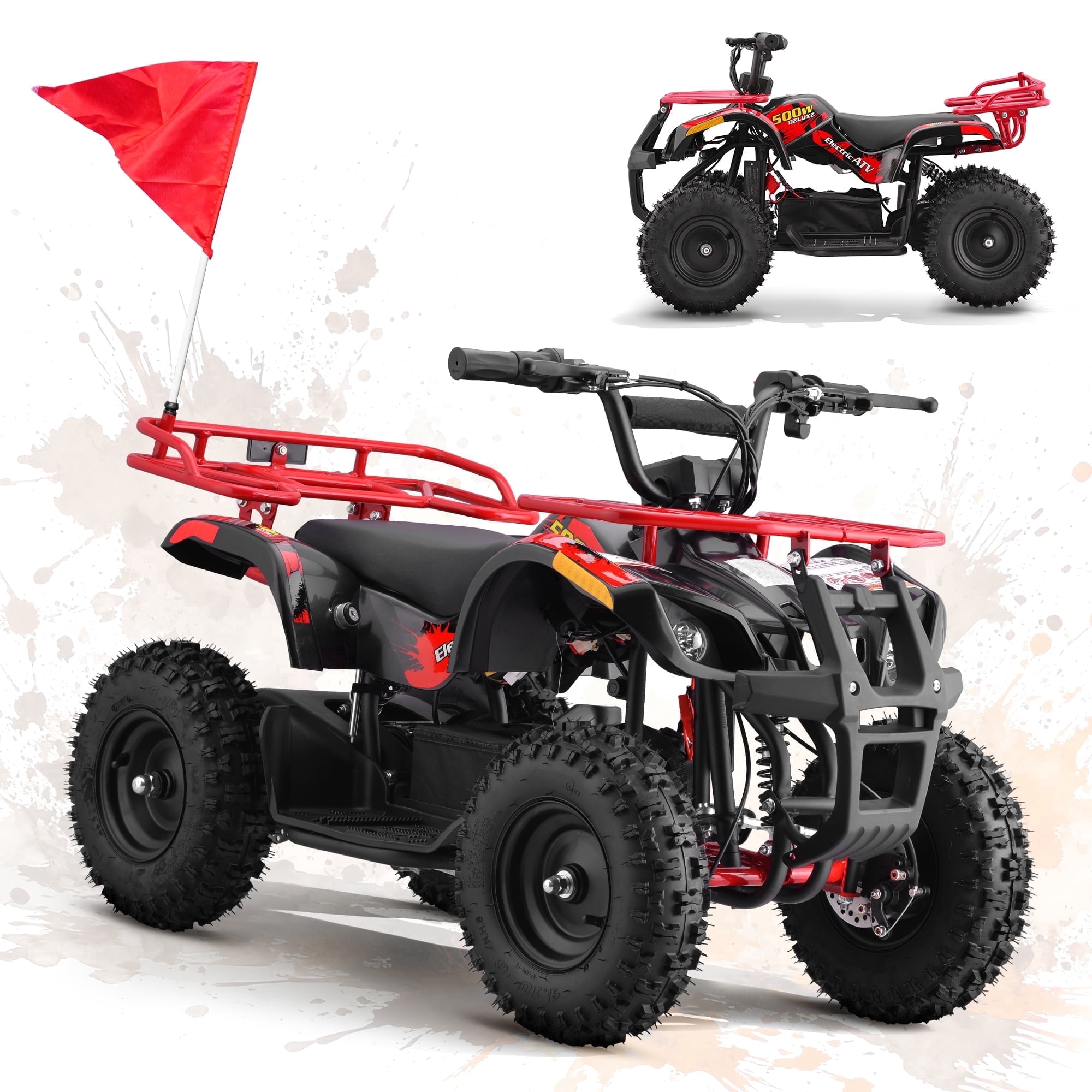 HOVER HEART Electric Dirt Quad, 500W Off-Road 4-Wheeler with Dual Suspension (Red, 143 lb Capacity) my324
