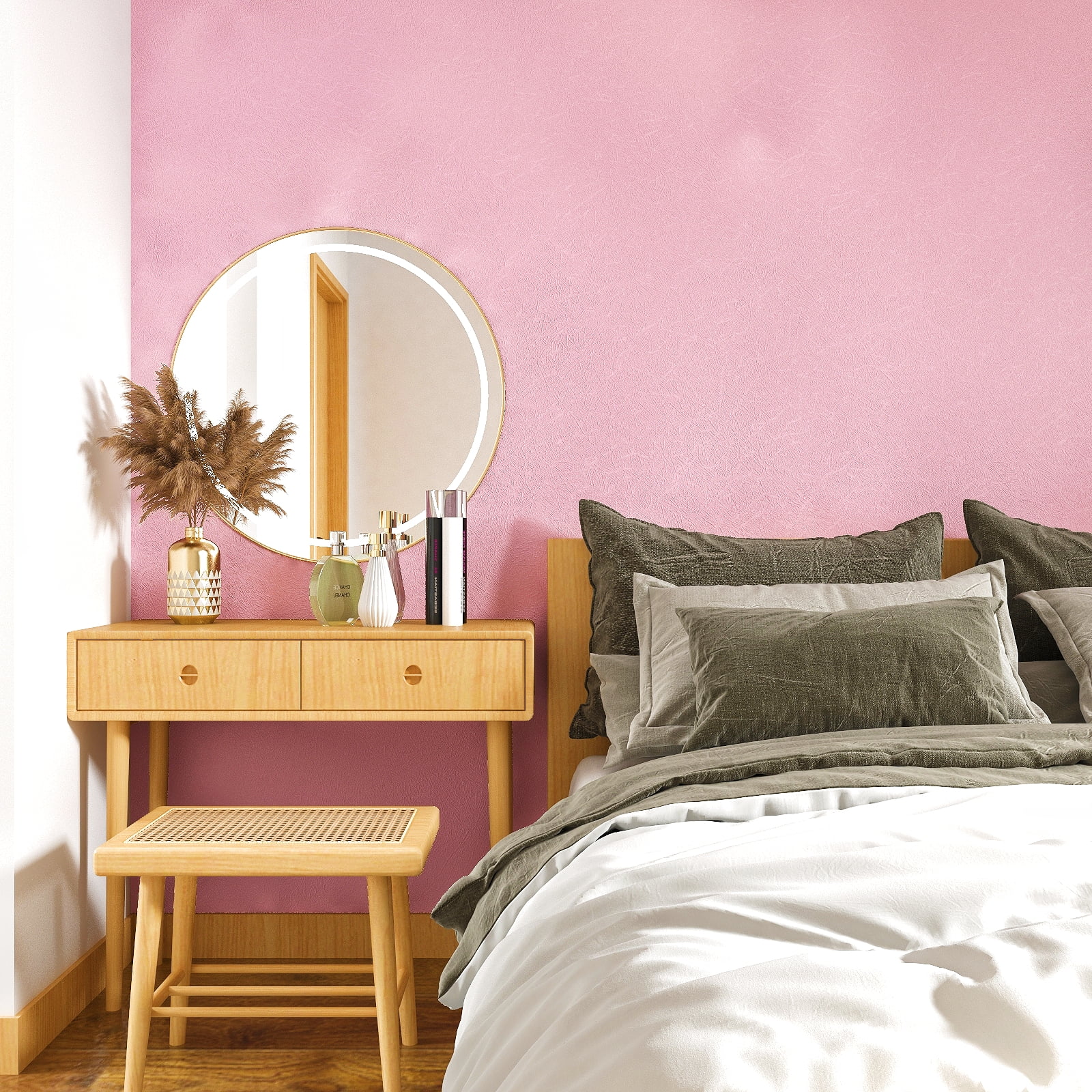 VIOPVERY Peel and Stick Wallpaper, Waterproof Self-Adhesive Decorative Film for Kitchen Countertops and Cabinets (Pink, 15.7 in x 393 in) ahmc0
