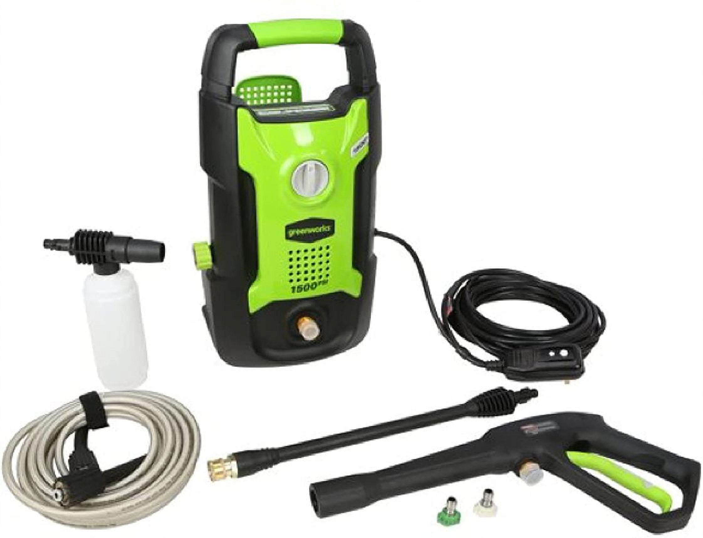 Greenworks 1600 PSI Electric Pressure Washer with Soap Applicator and 20 ft Hose (1.2 GPM) aa8pp
