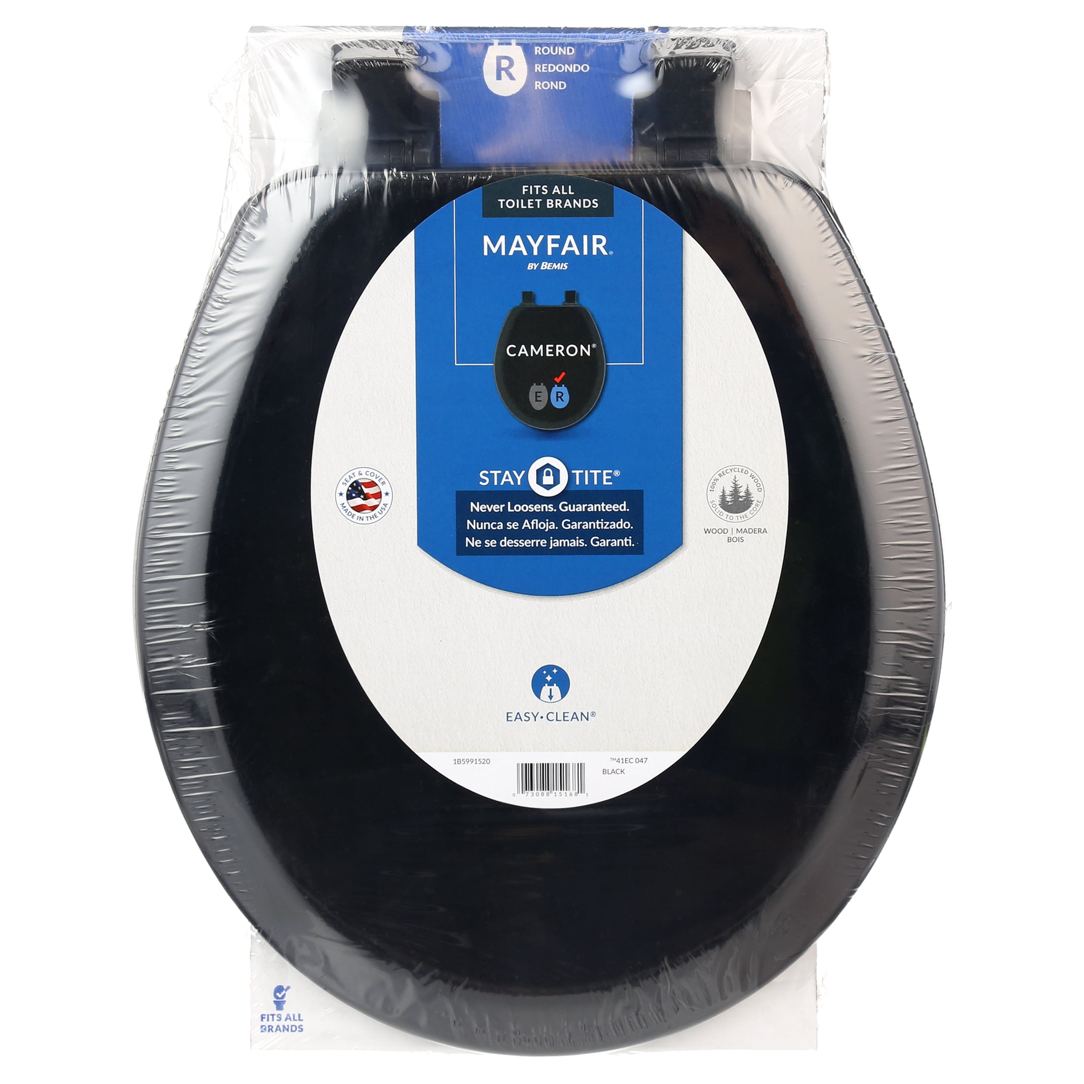 Mayfair Cameron Round Enameled Wood Toilet Seat (Black, Standard Round) bul88