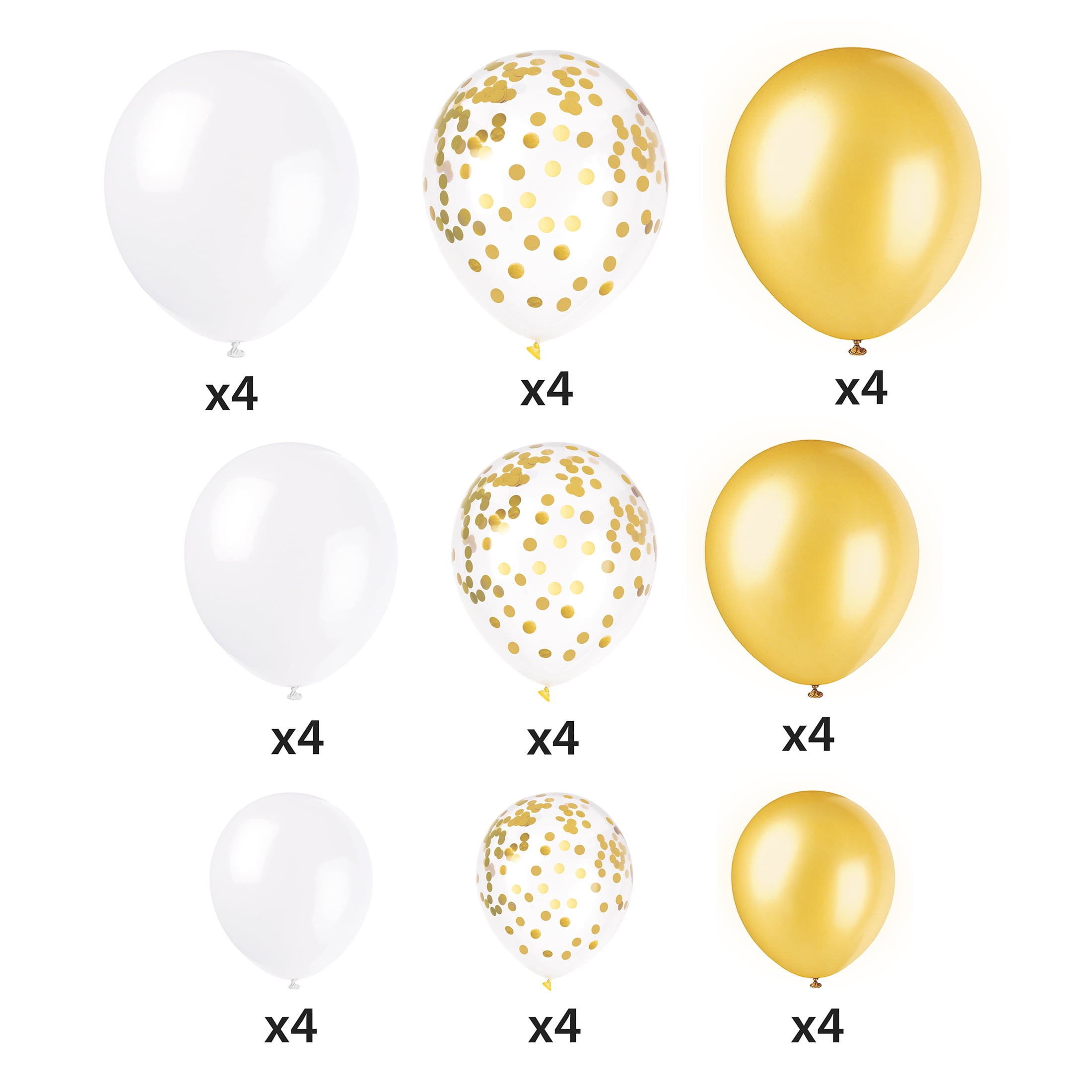 Way To Celebrate Latex Balloon Arch Kit, Decorative Party Garland Set (Gold, White, 36 Pieces) u1n3y