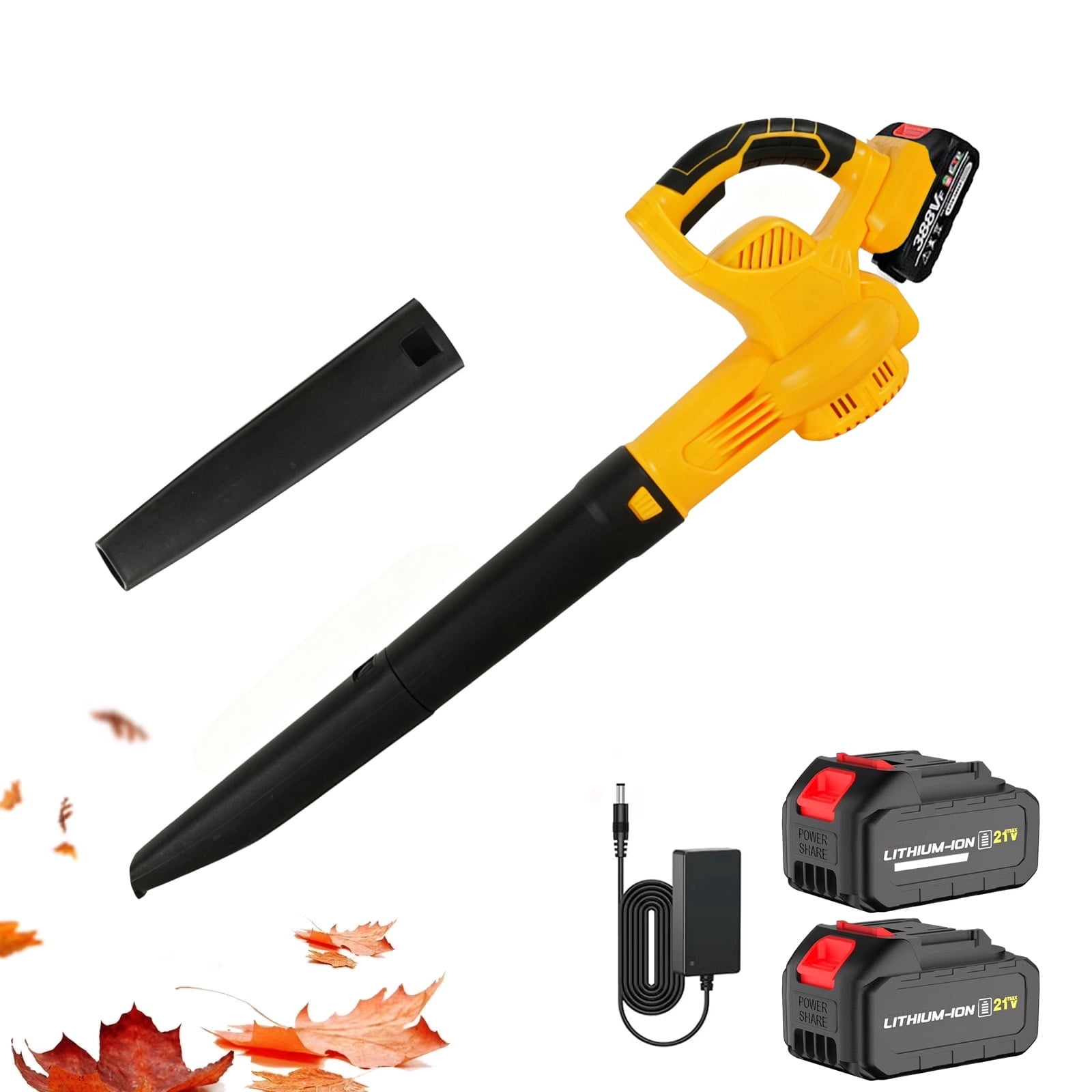 Susuzi 21V Cordless Leaf Blower, Brushless Motor Power Sweeper with 2 Batteries (2.7 lb) ql1yf