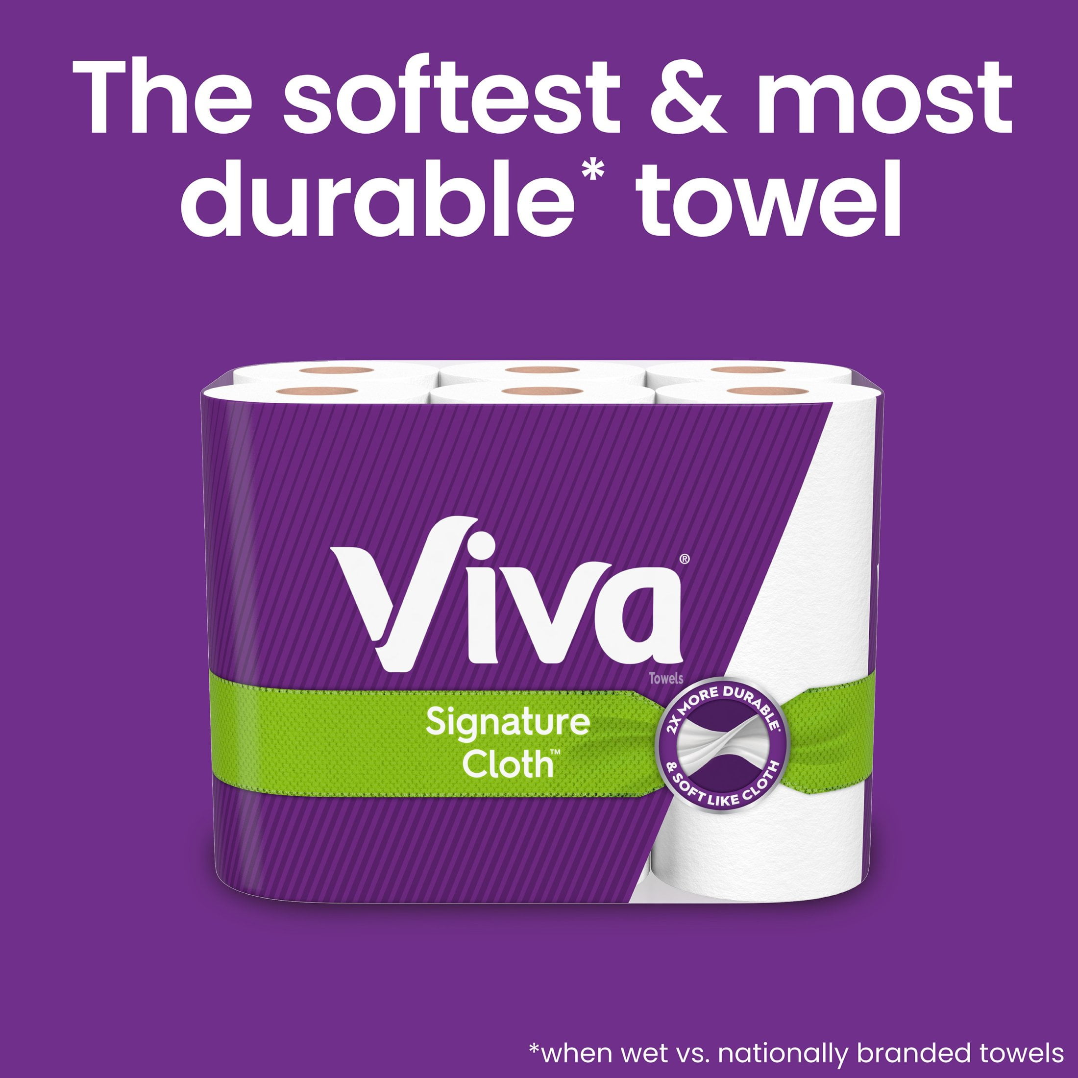 Viva Signature Cloth Paper Towels, Durable Absorbent Cleaning Sheets (White, 6 Double Rolls) mrafd