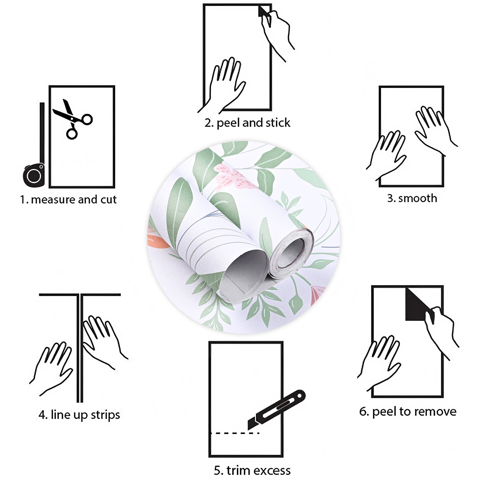 DAZLUTE Peel and Stick Adhesive Wallpaper, Removable Floral Contact Paper for Furniture and Walls (Green, 17.72 in x 118 in) 0dqo0