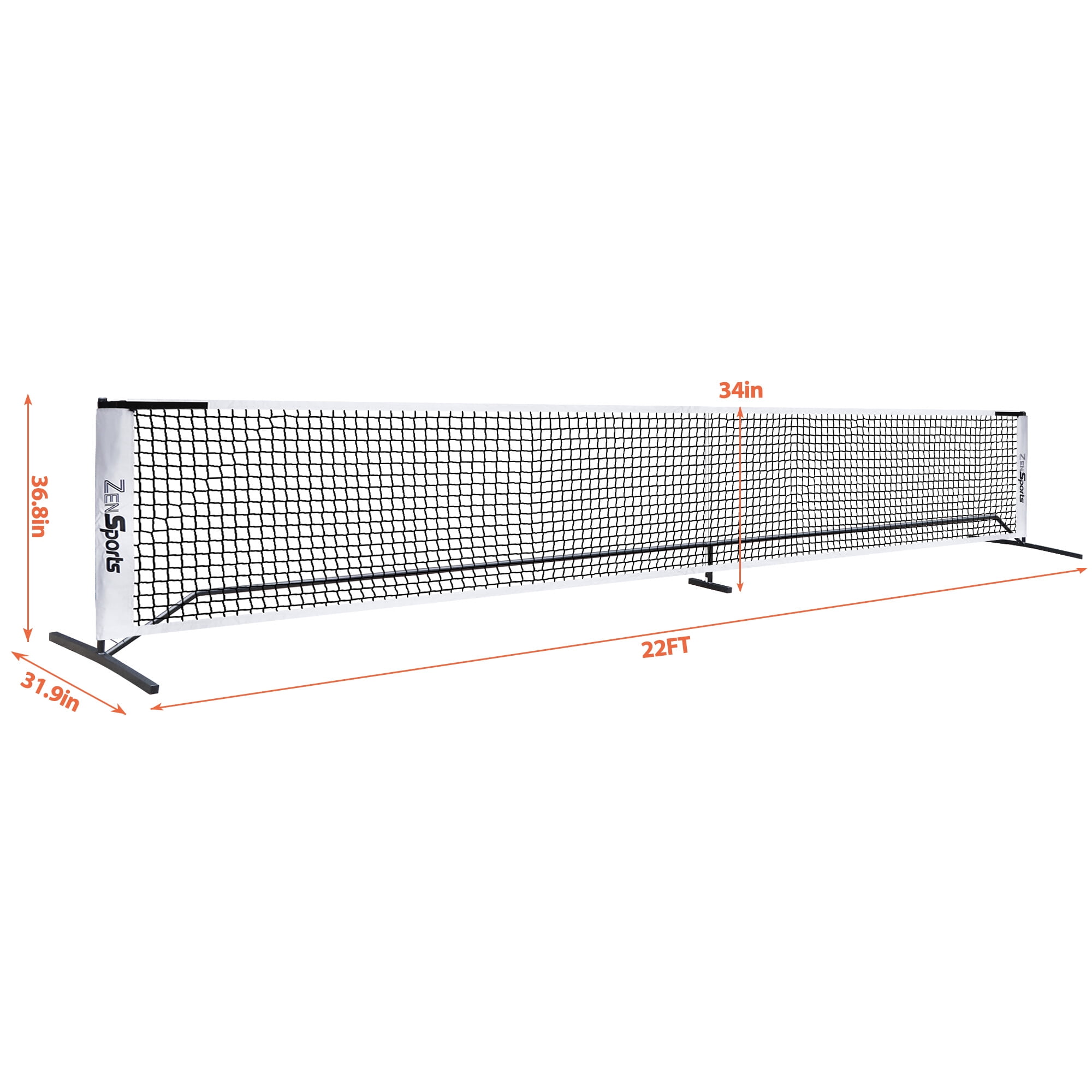 ZenSports Portable Pickleball Net Set, Regulation Size Outdoor Court Equipment (White, 22 ft) bprkj