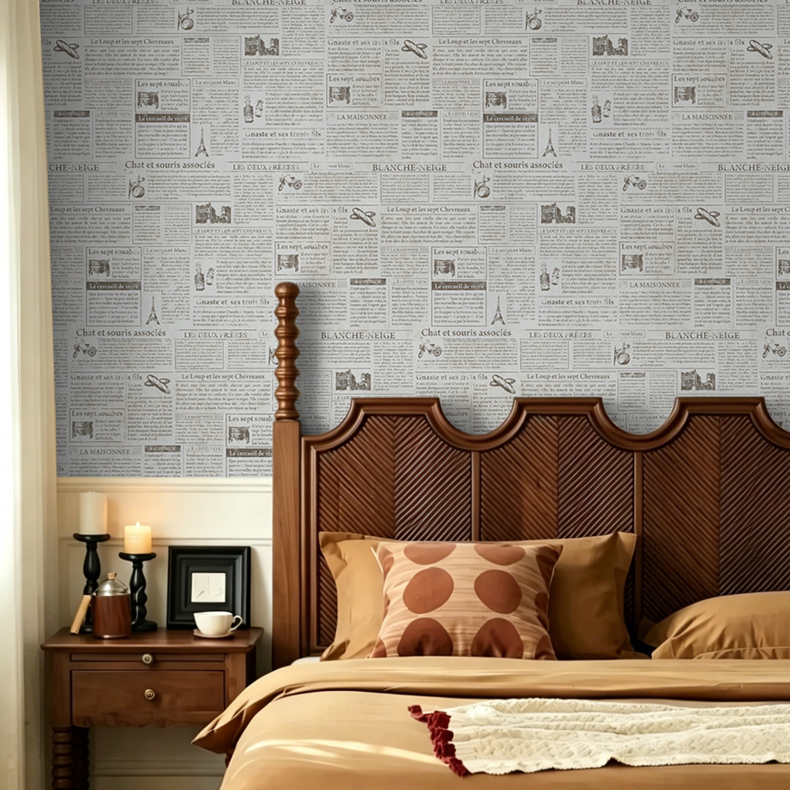 Abyssaly Newspaper Peel and Stick Wallpaper, Self-Adhesive Removable Contact Paper for Furniture and Wall Decor (White, 17.7 in x 78.7 in) 5fkxb