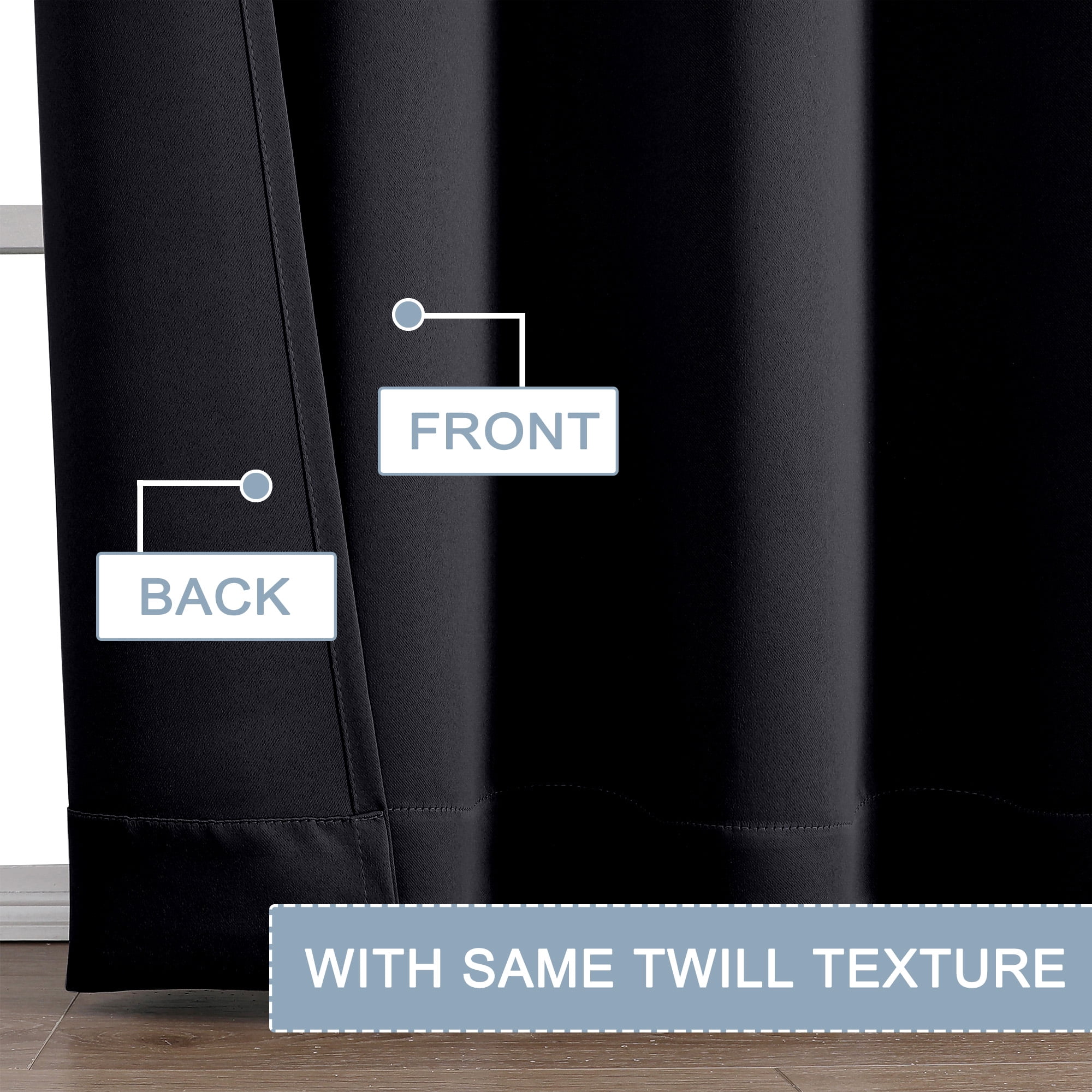 OVZME Thermal Insulated Blackout Window Curtains, Room Darkening Drapes for Bedroom and Living Room (Black, 40 in x 84 in, Set of 2) atf3o