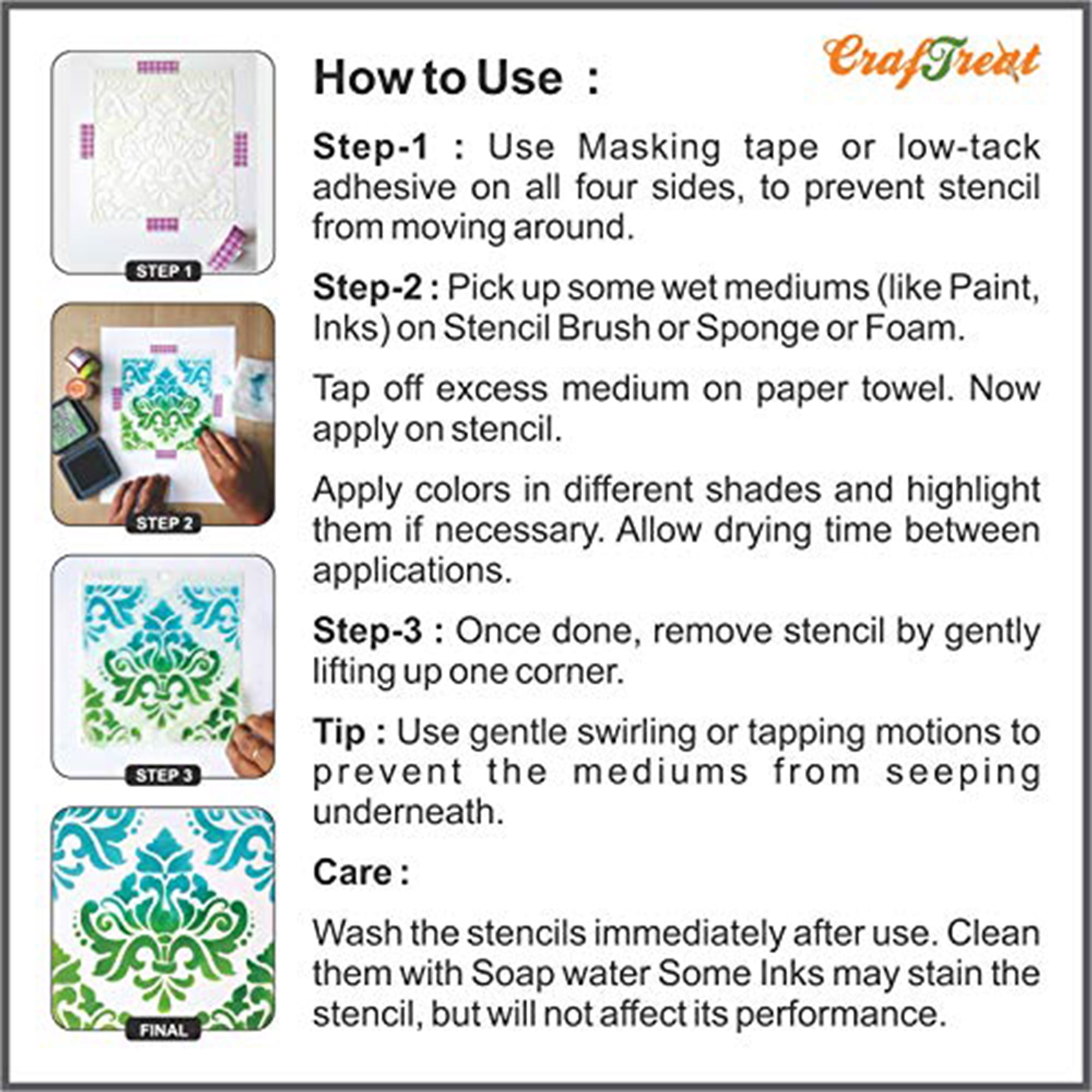 CrafTreat Doily Lace II Stencil for DIY Painting and Crafting (Clear, 12 in x 12 in) fid0u