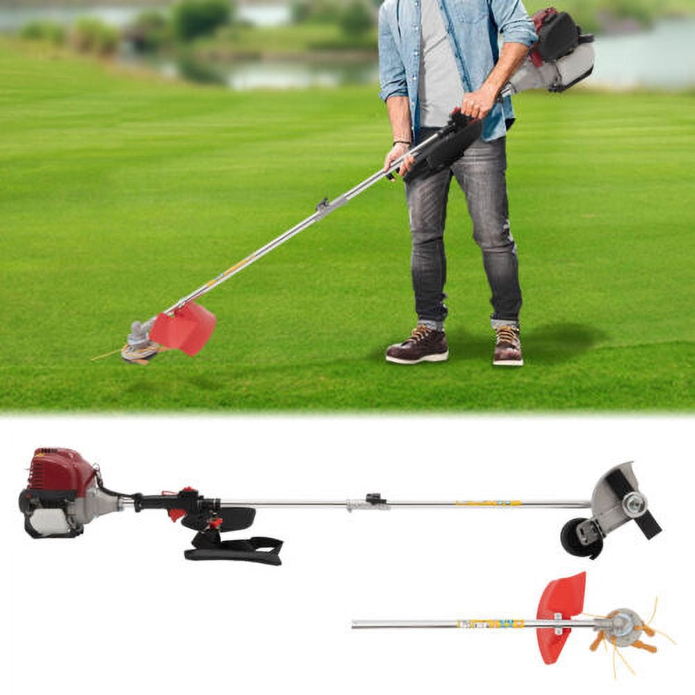 Generic 4-Stroke 35.88cc Gas String Trimmer Lawn Weed Edger with Shoulder Strap (Red, 24.7 fl oz) 35srz