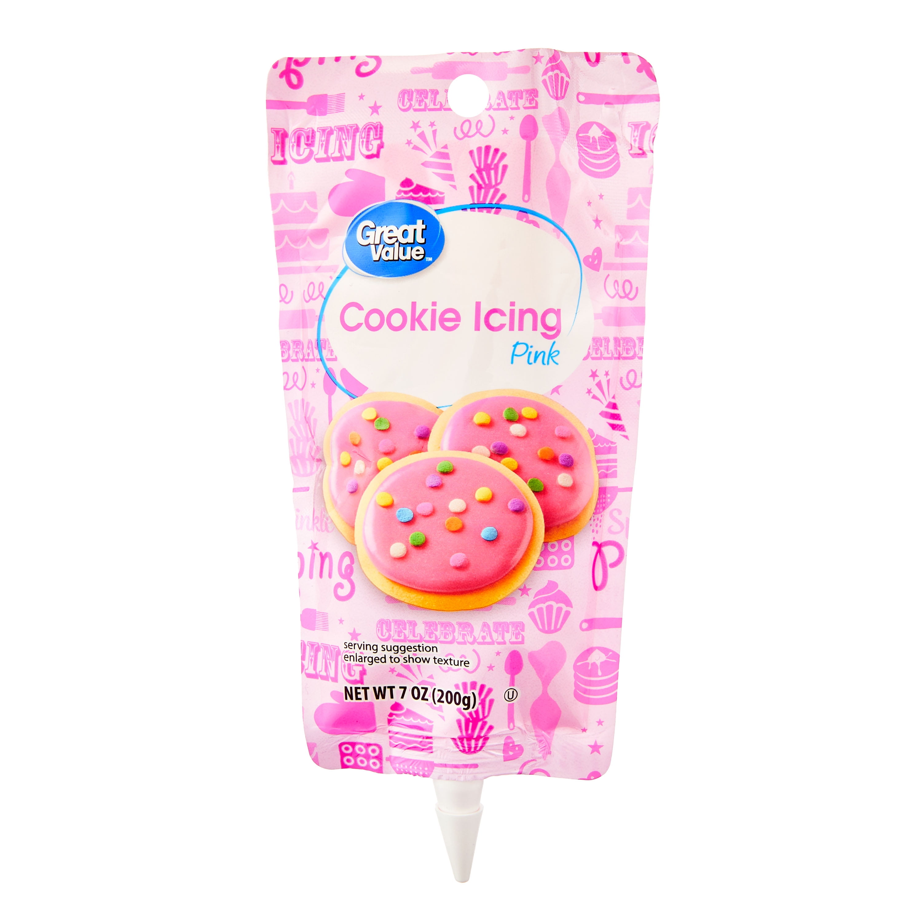 Great Value Cookie Icing, Ready-to-Use Decorative Frosting for Baked Goods (Pink, 7 oz) jj1bp