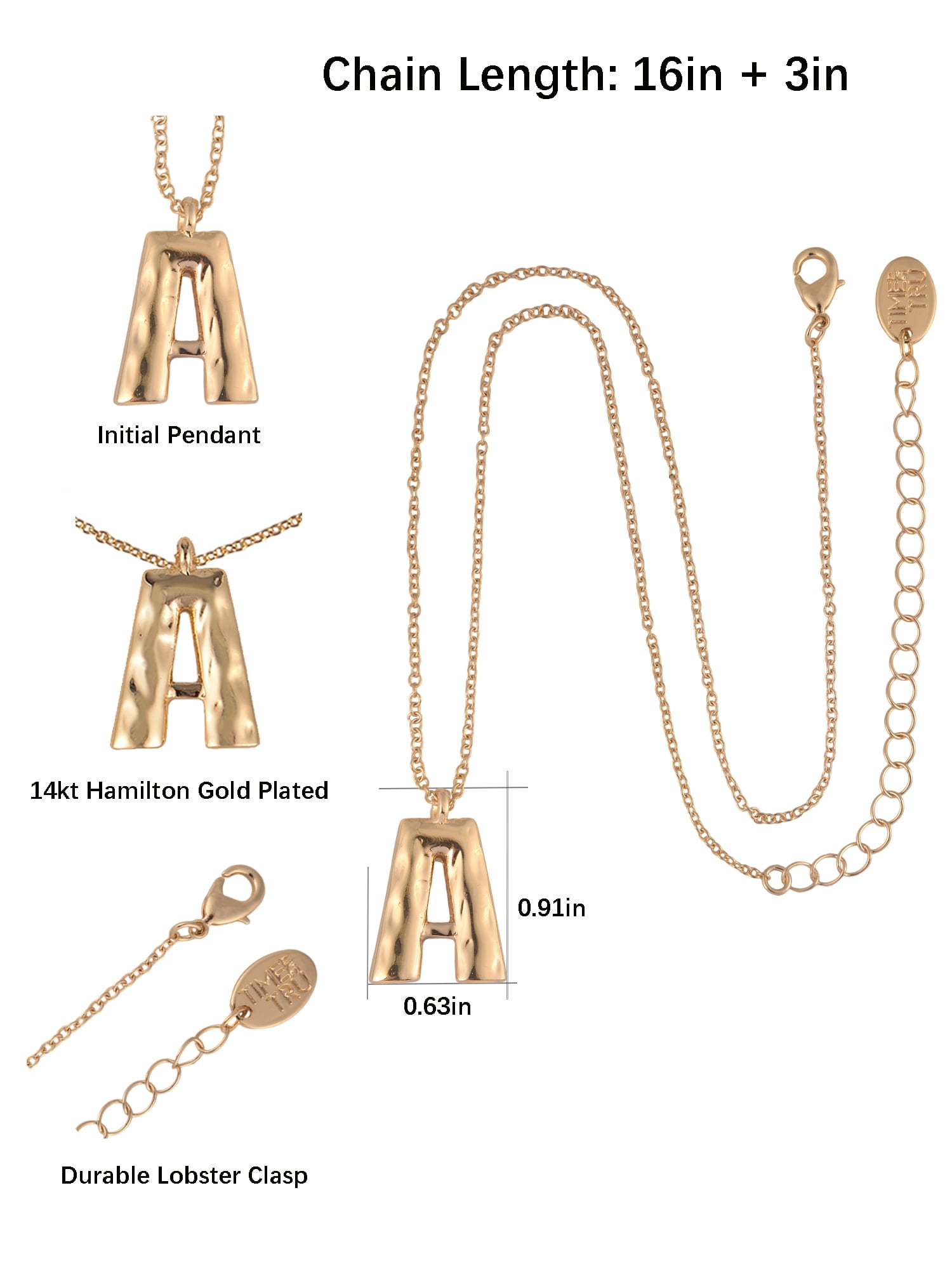 Time and Tru Goldtone Hammered Initial A Pendant Necklace (Gold, 18 in) u051c