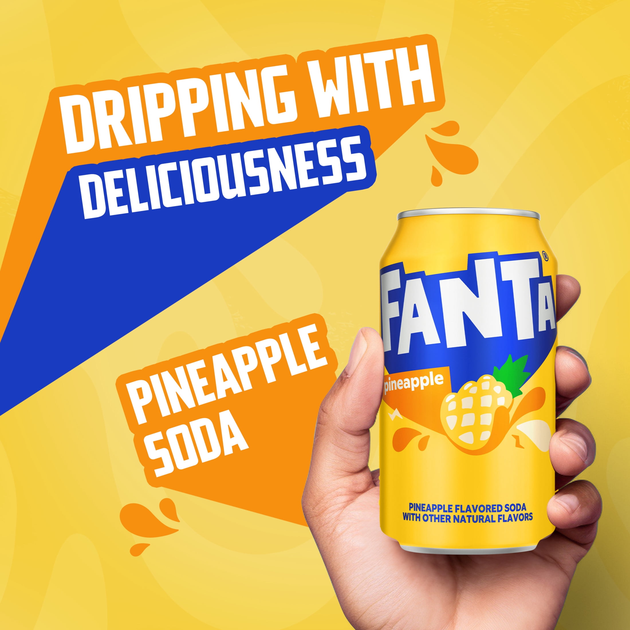 Fanta Pineapple Soda Pop Refreshing Fruit Flavored Soft Drink (Yellow, 12 fl oz, 12 Pack) 2o9fk