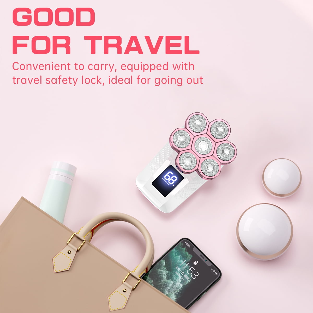 Cshidworld 5-in-1 Electric Shaver for Women, Rechargeable Wet/Dry Hair Removal Kit for Face and Body (Pink, 1 Count) 9yshe