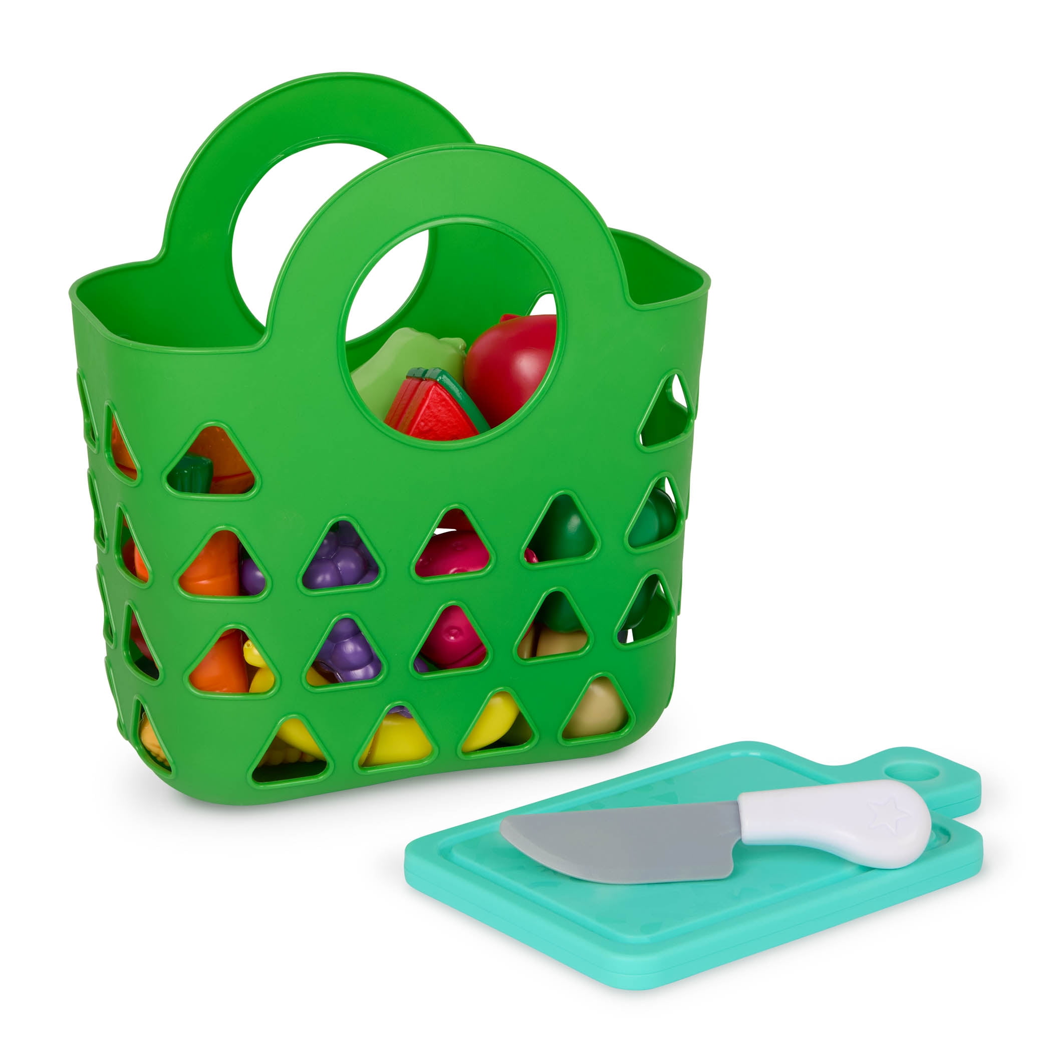 Battat Market Chop & Prep Play Food Set with Cutting Board and Knife (Multicolor, 35-Piece Set) q7s46