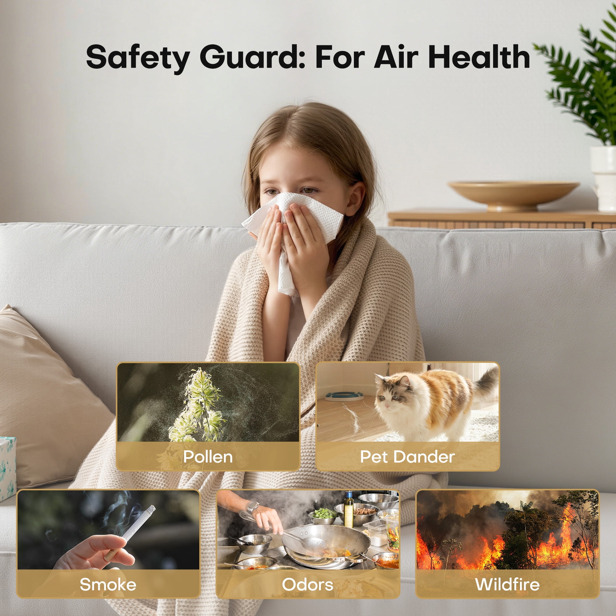 ALROCKET Smart Air Purifier for Home with H13 HEPA Filter, PM2.5 Display, Auto Mode, and 5 Fan Speeds (White, 6.92 x 7.08 x 9.50 in) or8jr