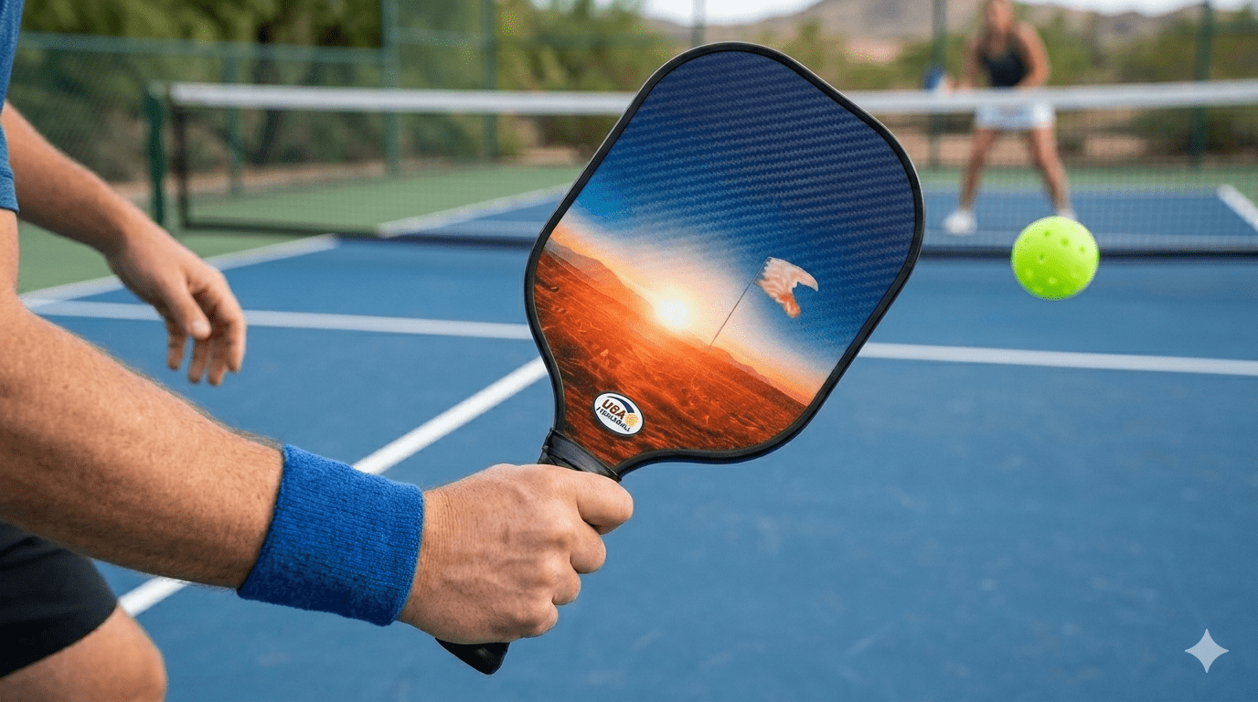 ChrGoGo Carbon Fiber Pickleball Set, Professional Lightweight Paddles with 4 Balls (Desert Sunset, 4.57 in Grip) reyem