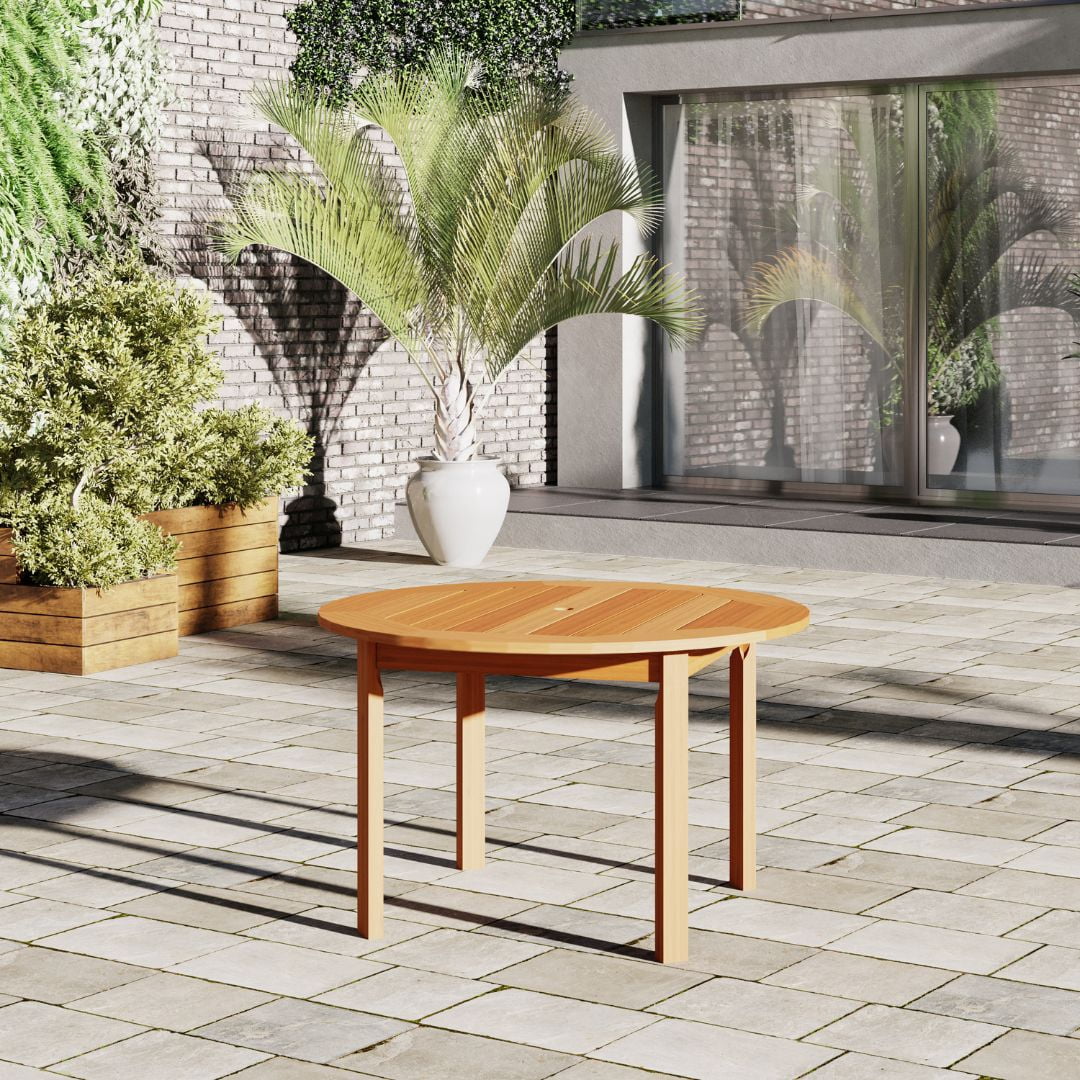 Amazonia Nelson Eucalyptus 5-Piece Round Patio Dining Set (Brown, 5-Piece) c27li
