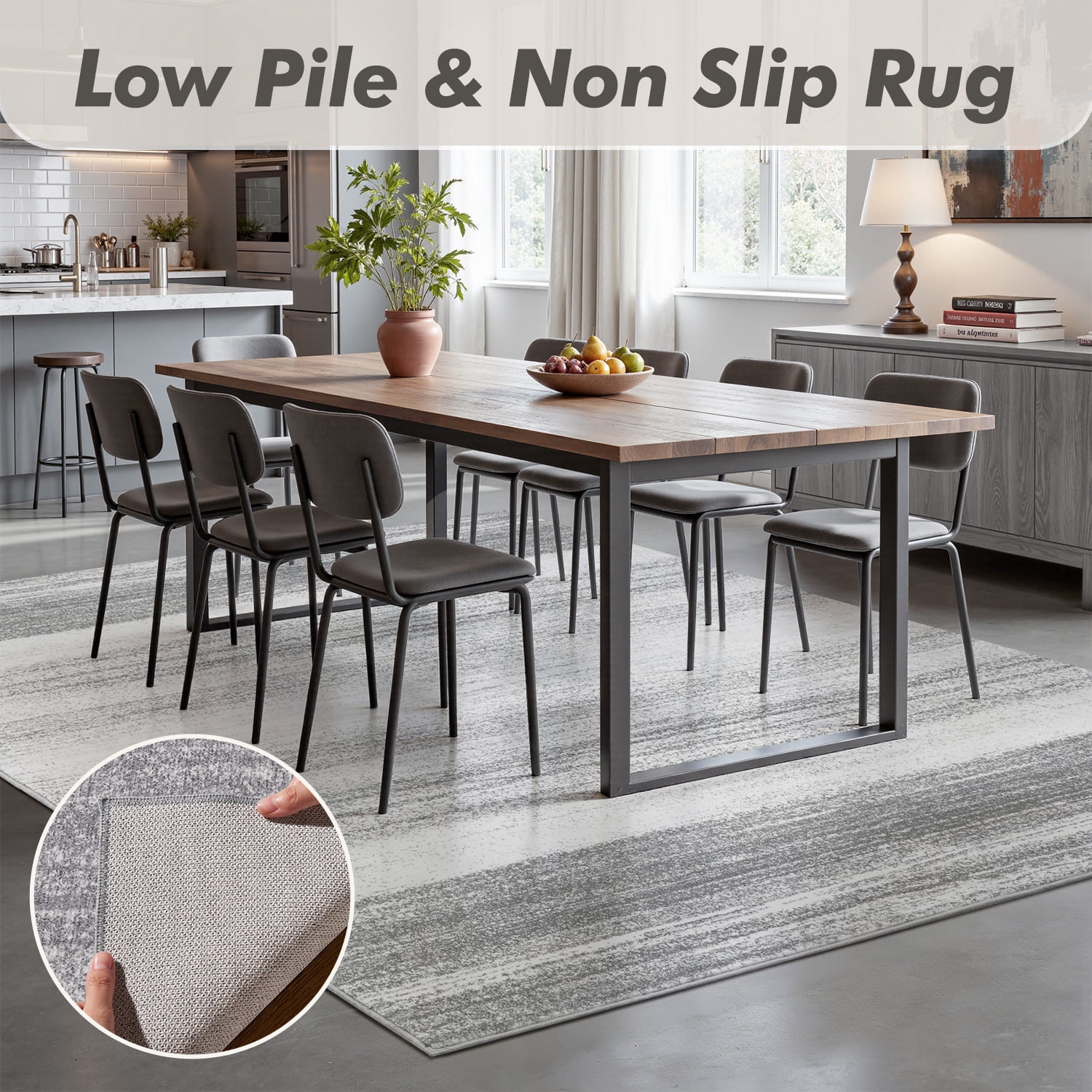 VUNATE Modern Abstract Area Rug, Washable Soft Contemporary Neutral Carpet for Living Room and Bedroom (Light Gray, 5 ft x 7 ft) kw9iw