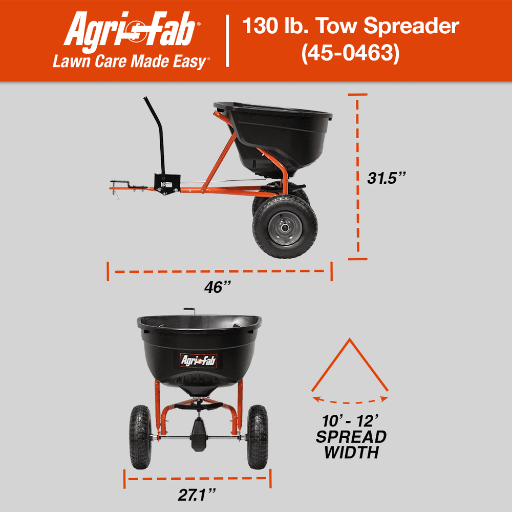 Agri-Fab Tow-Behind Broadcast Lawn Spreader with Direct-Rod Control (Black, 130 lb) 99j0n
