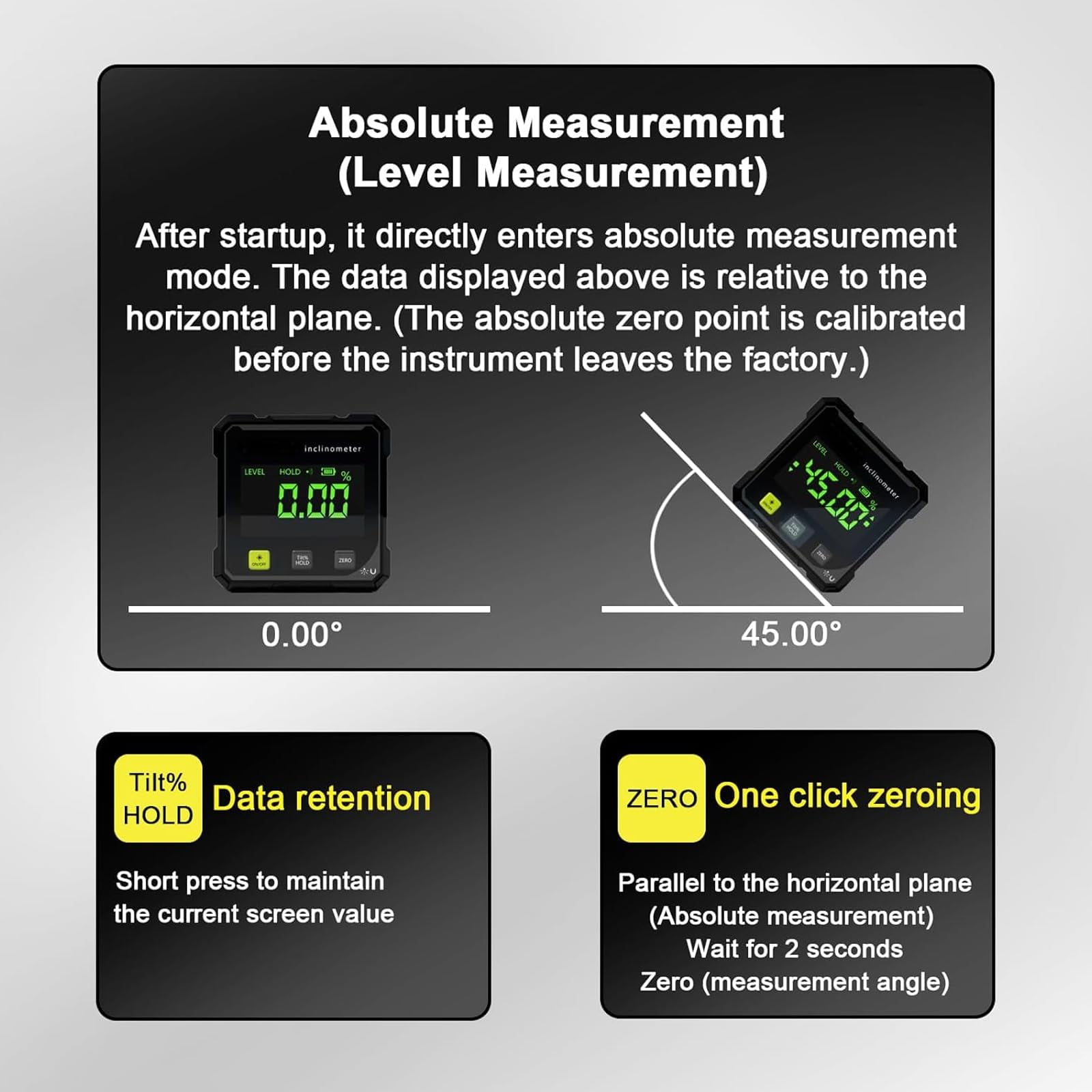 FEHNAG Digital Angle Finder Magnetic Electronic Level Gauge (Grey, 2.2 in x 2.2 in x 1.2 in) n6a2t
