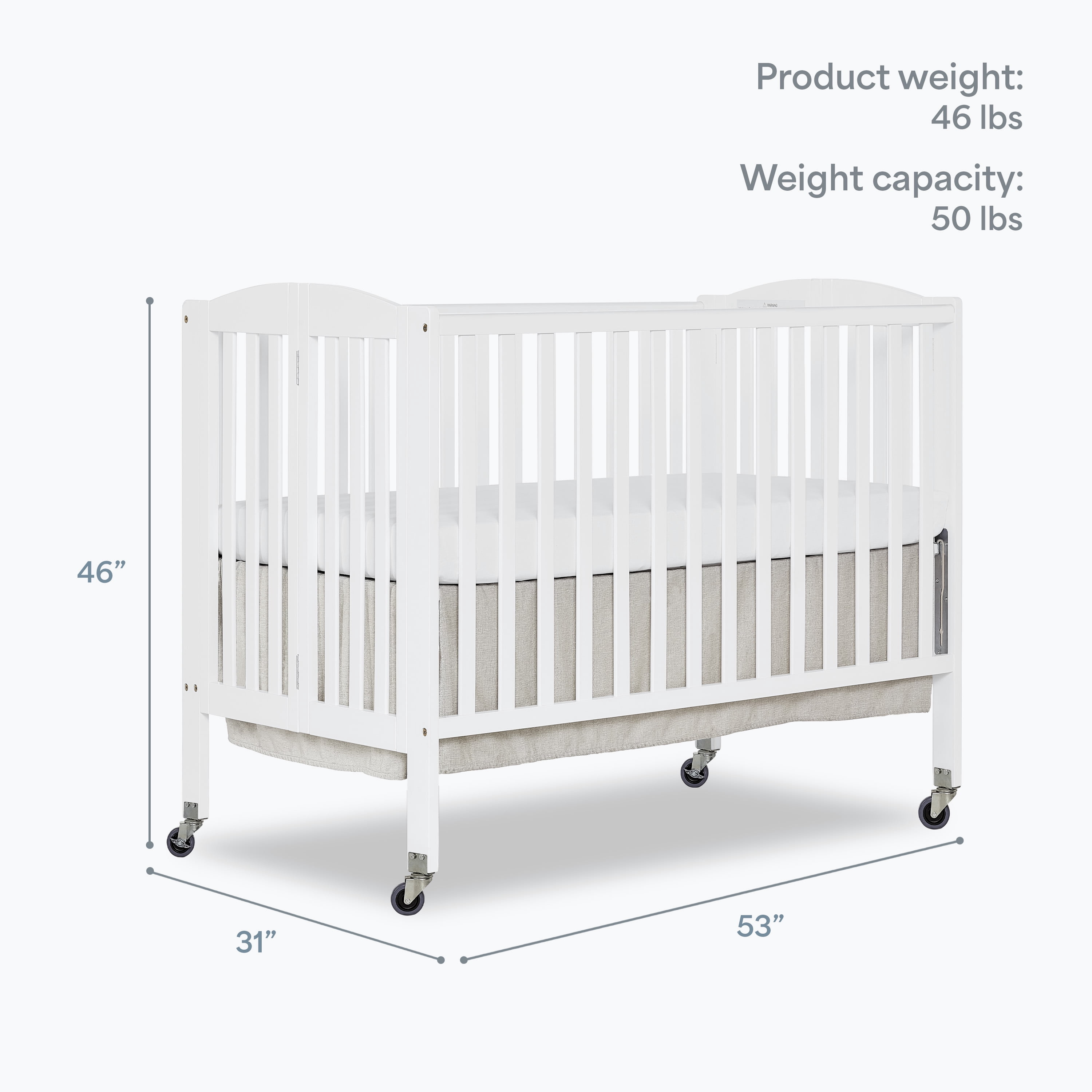Dream On Me Folding Full Size Convenience Crib (White, 53 in x 31 in x 46 in) gzjba