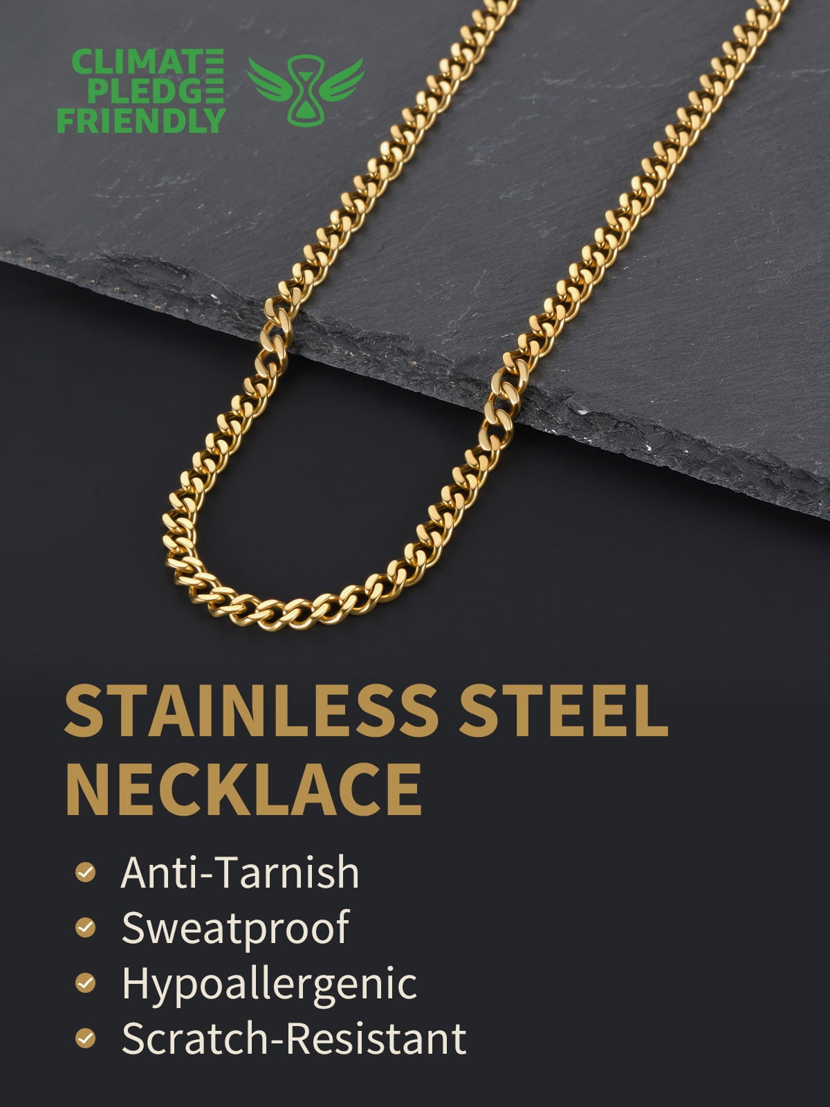 FindChic Cuban Link Chain Necklace for Men and Women (Gold, 14 in) zrgz0