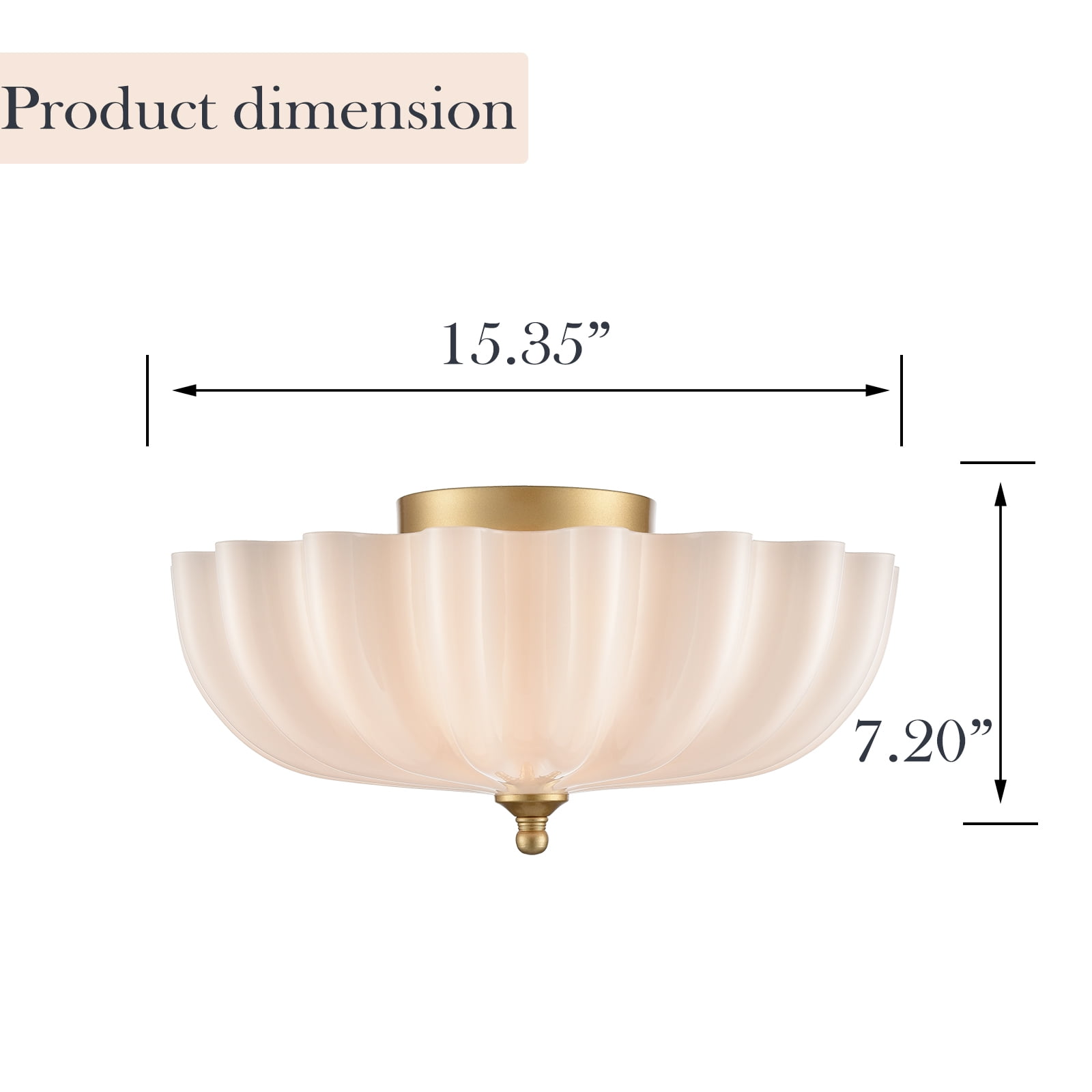 Claxy 3-Light Flush Mount Ceiling Light with Flower Milk Glass Shade (Gold, 7.2 in) qccry