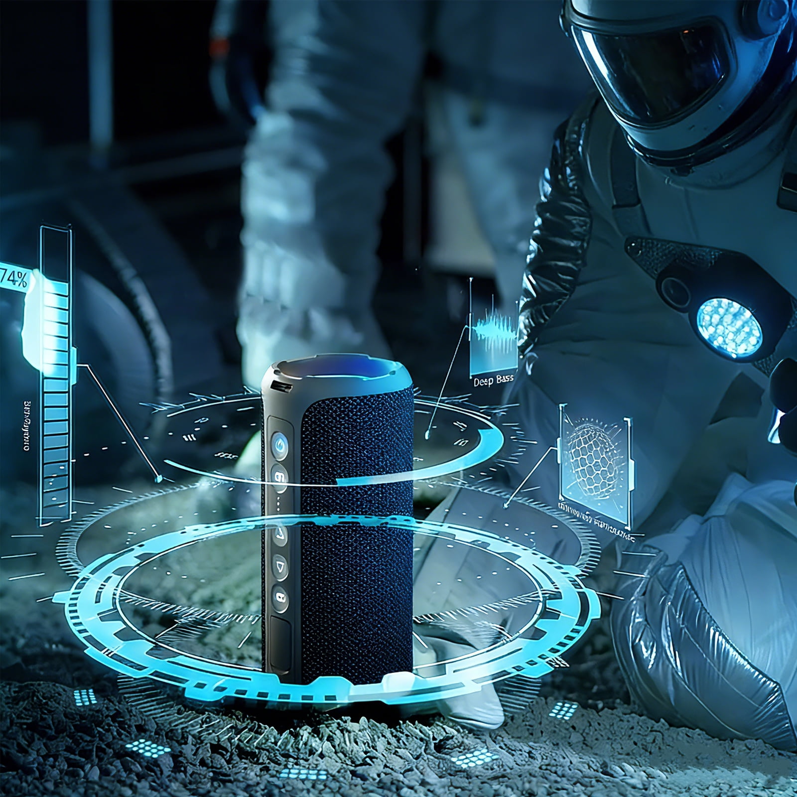 Ortizan Portable Bluetooth Speaker, IPX7 Waterproof Wireless Speaker with Dynamic Light Show and Deep Bass (Blue) whgi2