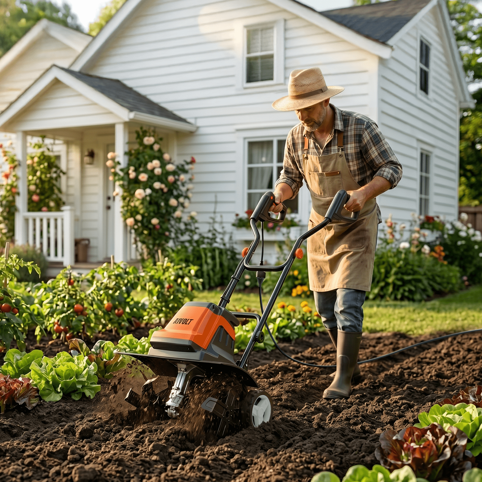 AIVOLT 15 Amp Electric Garden Tiller and Cultivator with Adjustable Wheels (19 in) 94fkx