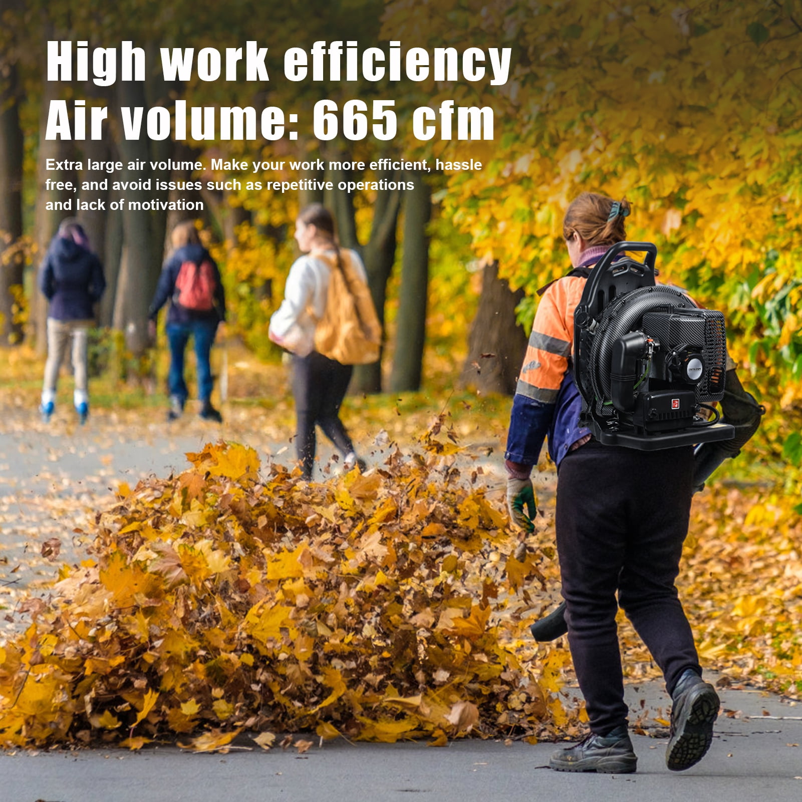 Mohsoe Backpack Leaf Blower, 63cc 2-Stroke Gas Powered Professional Landscaping Tool (Black, 57.5 fl oz) qkco8