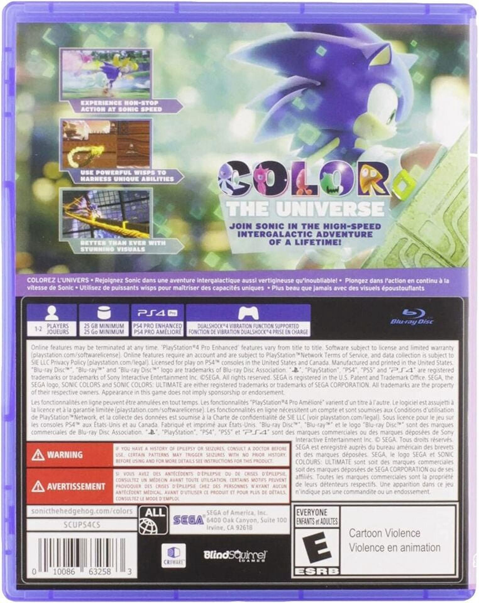 Sega Sonic Colors Ultimate Standard Edition (PlayStation 4) Action Adventure Game qen1n