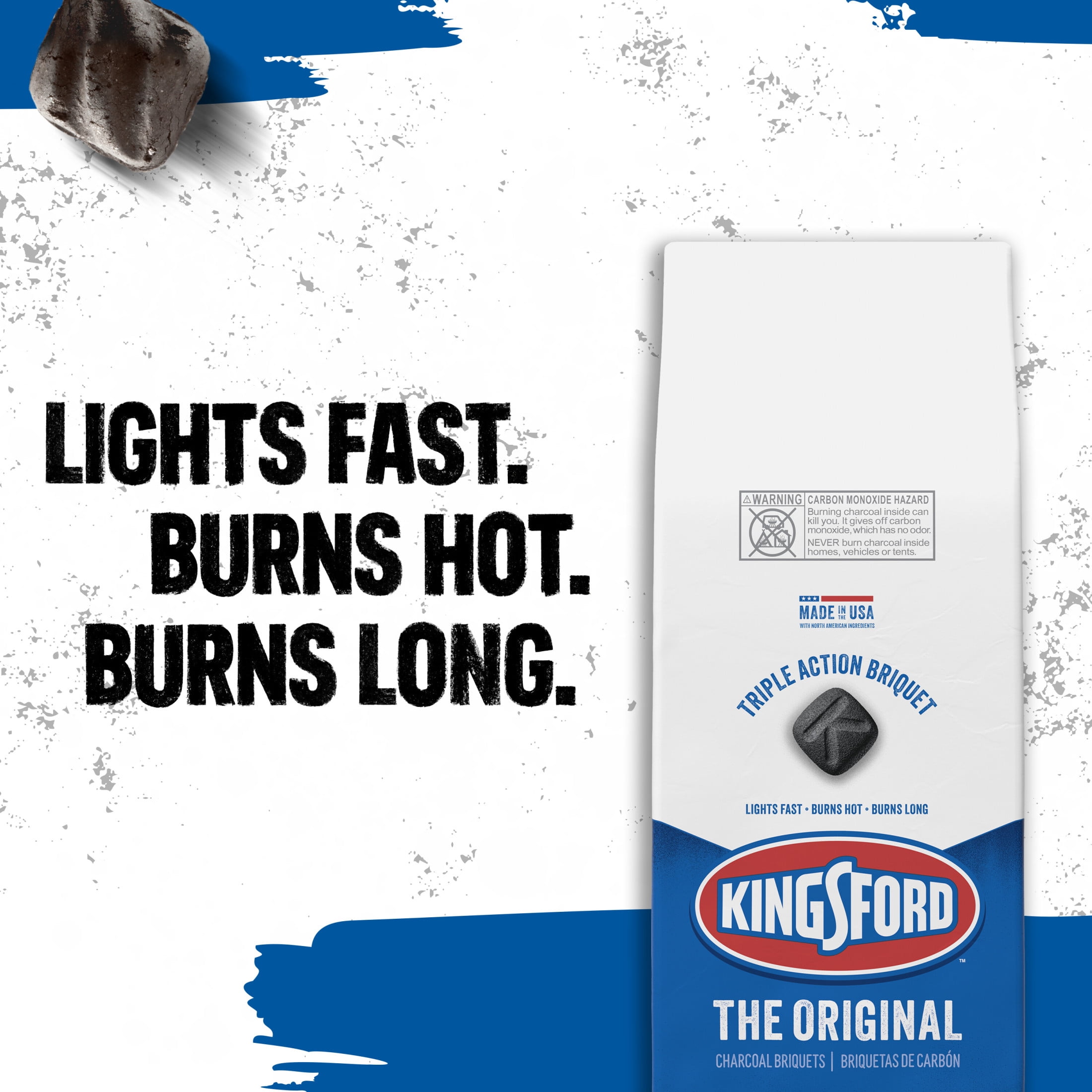 Kingsford Original Charcoal Briquettes for Outdoor Grilling (3 Pack, 24 lb Total) qu4qy